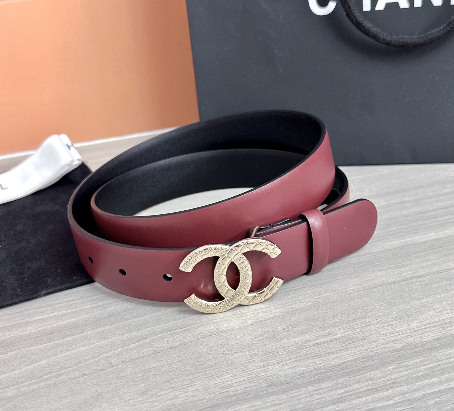 💥💥💥3.0cm香奈儿腰带，头层进口牛皮，长度：75.80.85.90.95.100.105欧，浅金铜五