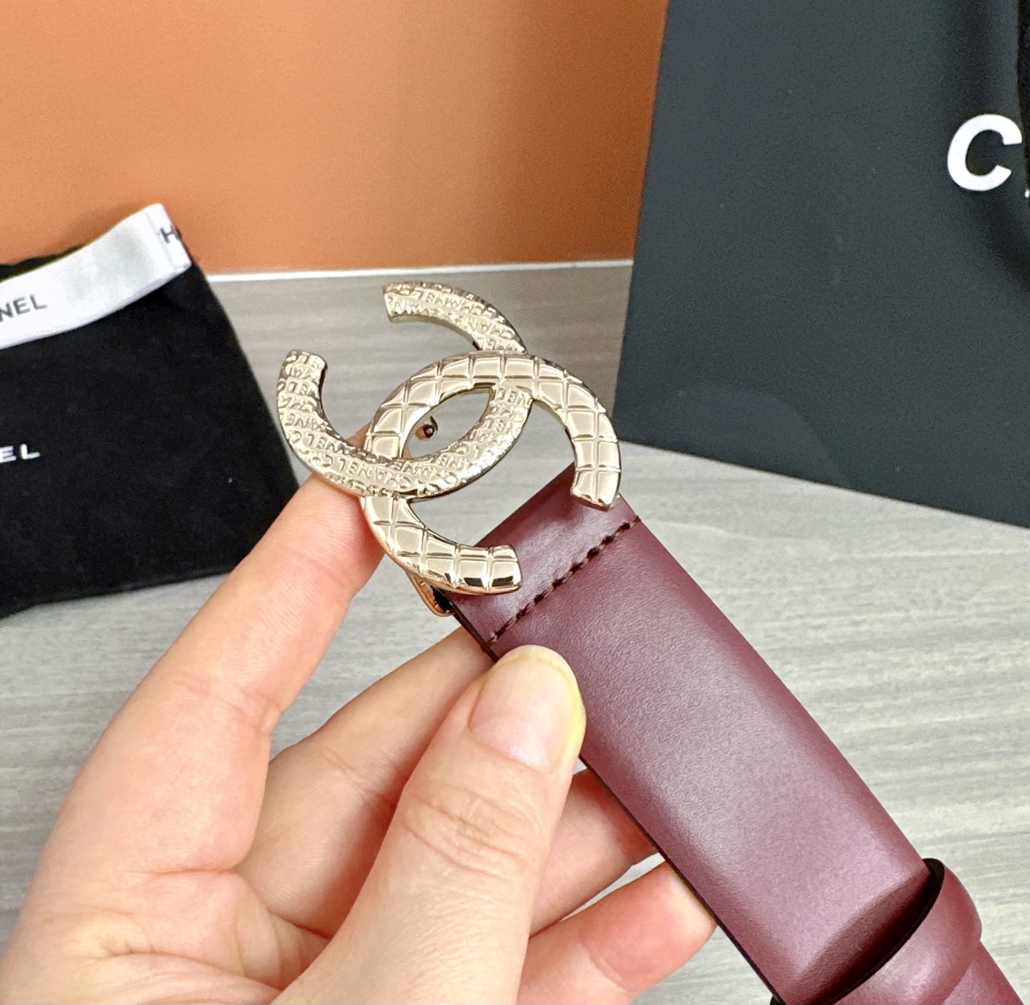 💥💥💥3.0cm香奈儿腰带，头层进口牛皮，长度：75.80.85.90.95.100.105欧，浅金铜五