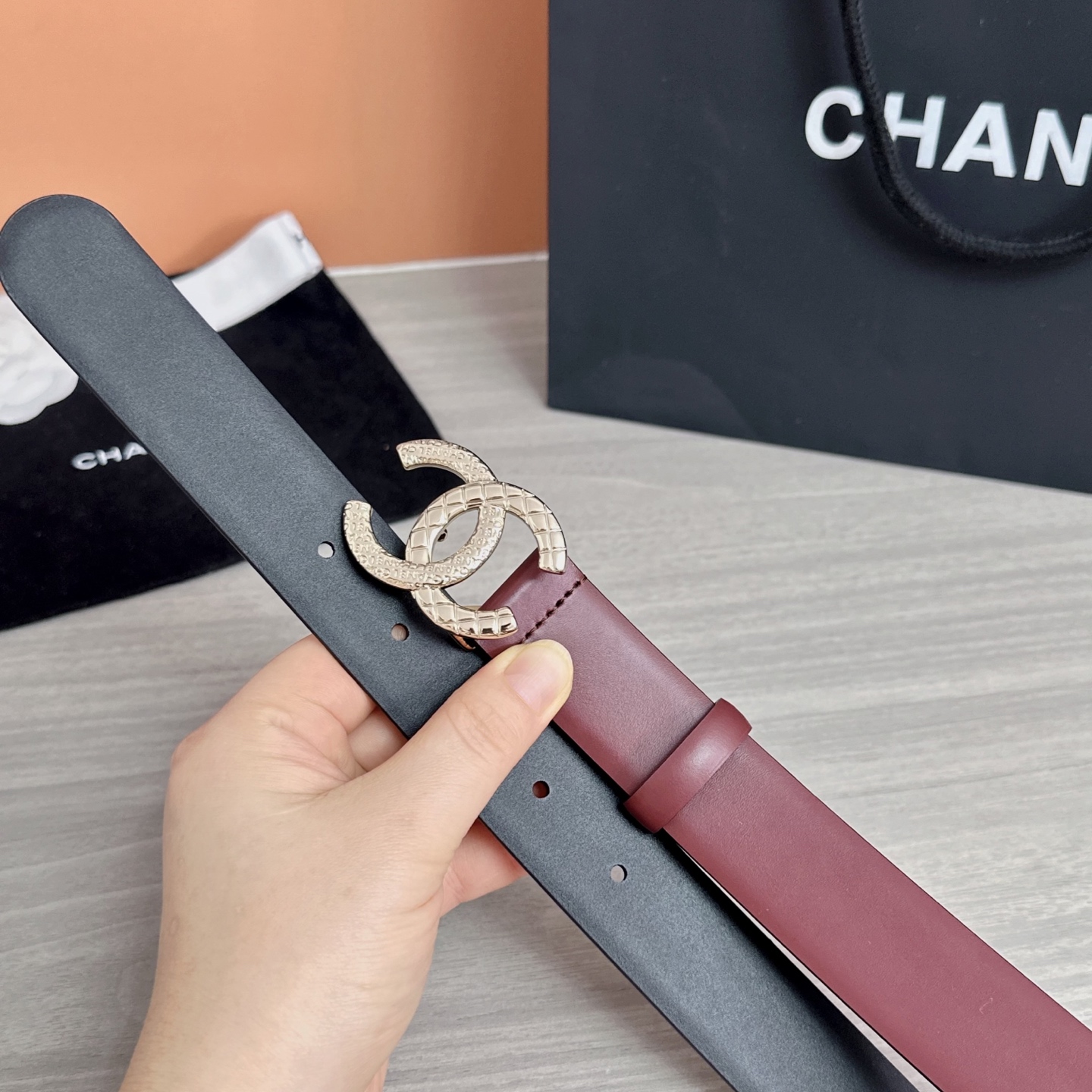 💥💥💥3.0cm香奈儿腰带，头层进口牛皮，长度：75.80.85.90.95.100.105欧，浅金铜五