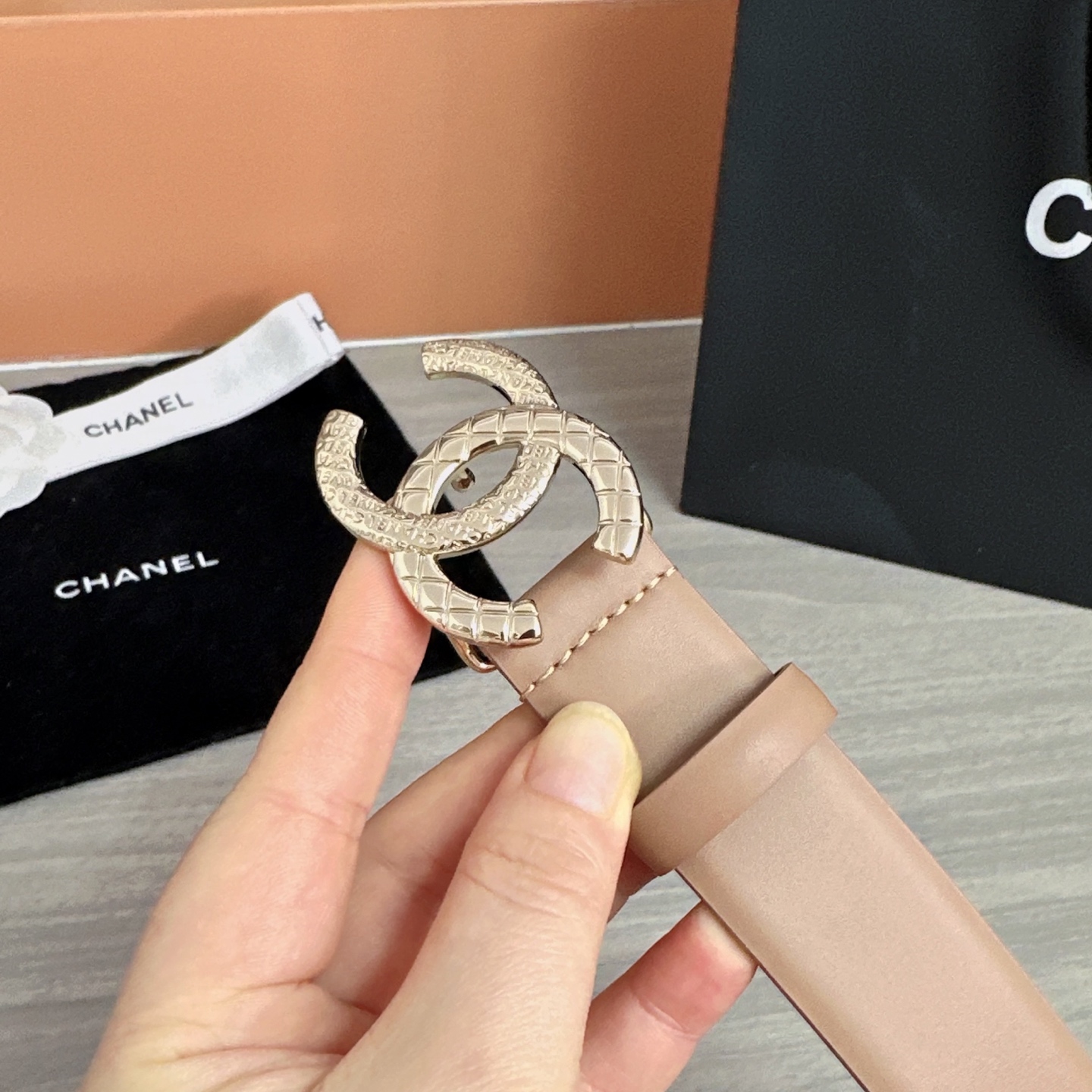 💥💥💥3.0cm香奈儿腰带，头层进口牛皮，长度：75.80.85.90.95.100.105欧，浅金铜五