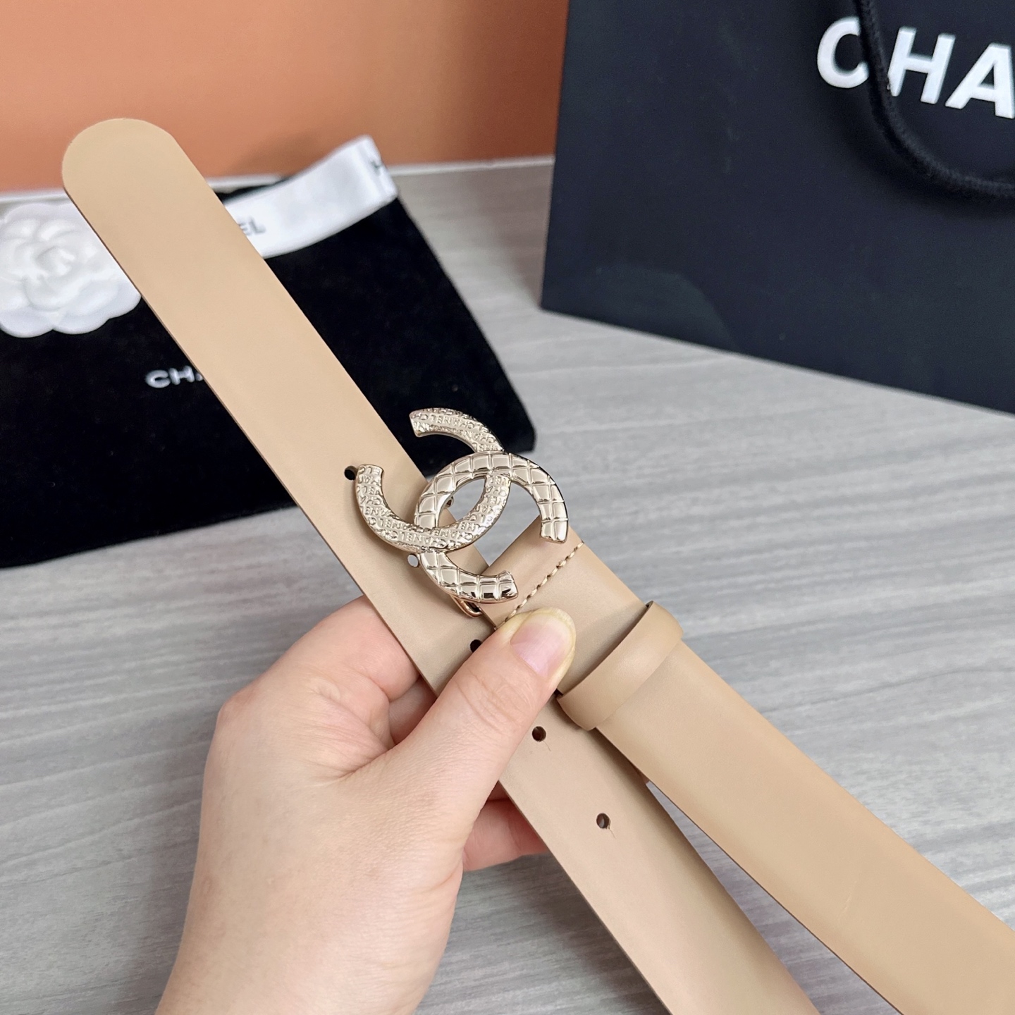 💥💥💥3.0cm香奈儿腰带，头层进口牛皮，长度：75.80.85.90.95.100.105欧，浅金铜五