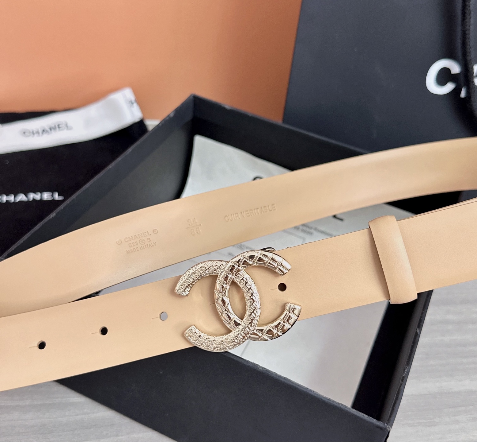 💥💥💥3.0cm香奈儿腰带，头层进口牛皮，长度：75.80.85.90.95.100.105欧，浅金铜五