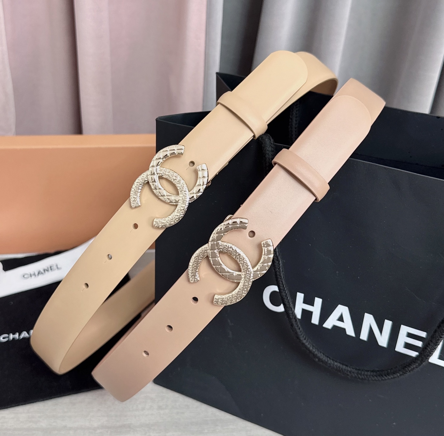 💥💥💥3.0cm香奈儿腰带，头层进口牛皮，长度：75.80.85.90.95.100.105欧，浅金铜五