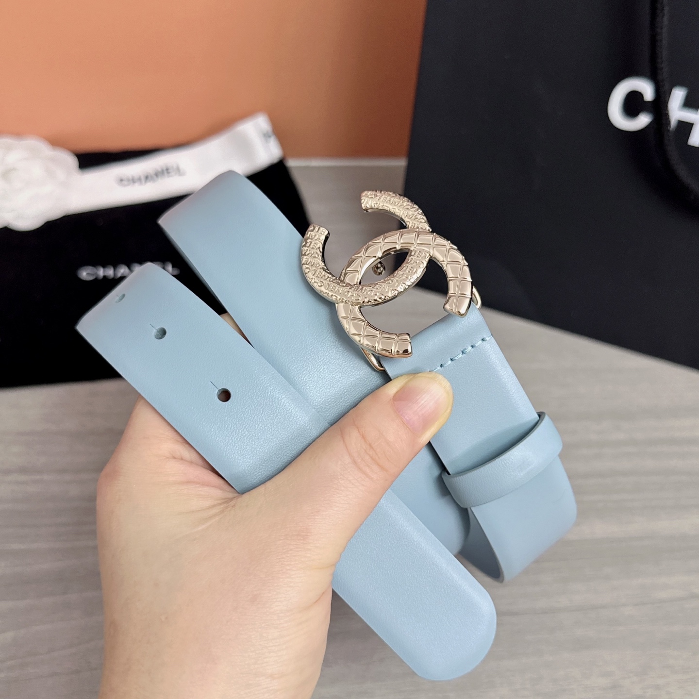 💥💥💥3.0cm香奈儿腰带，头层进口牛皮，长度：75.80.85.90.95.100.105欧，浅金铜五