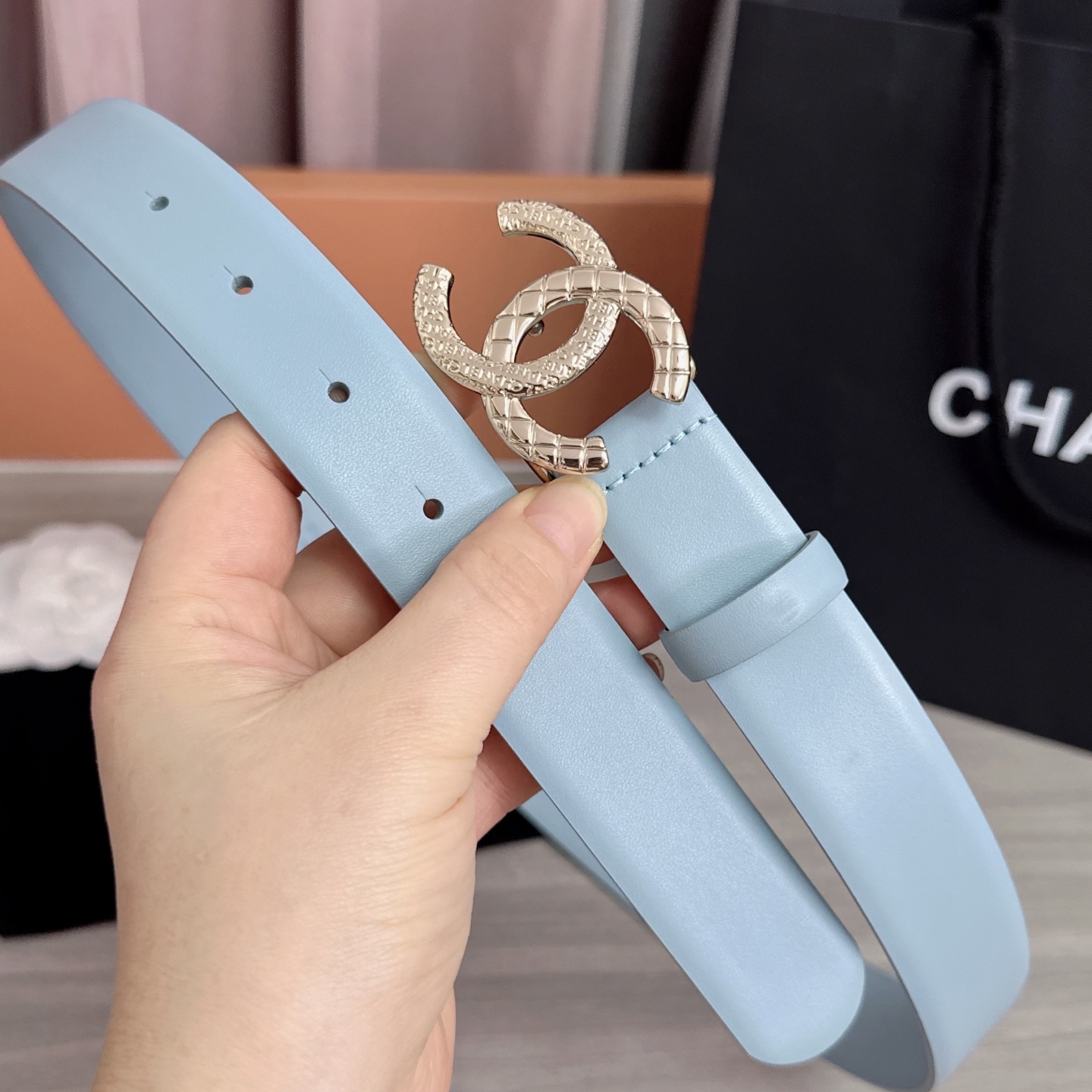 💥💥💥3.0cm香奈儿腰带，头层进口牛皮，长度：75.80.85.90.95.100.105欧，浅金铜五