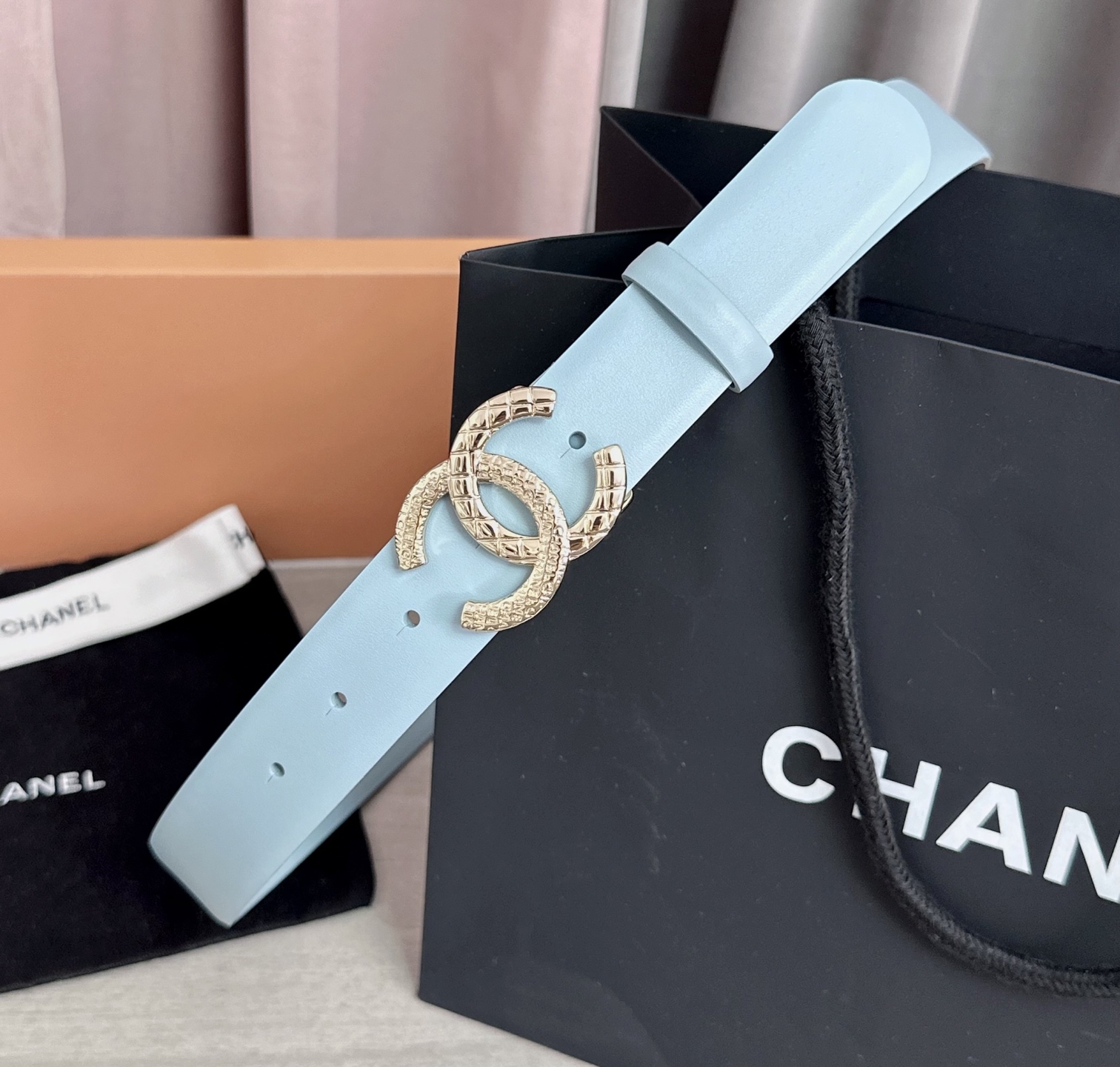 💥💥💥3.0cm香奈儿腰带，头层进口牛皮，长度：75.80.85.90.95.100.105欧，浅金铜五