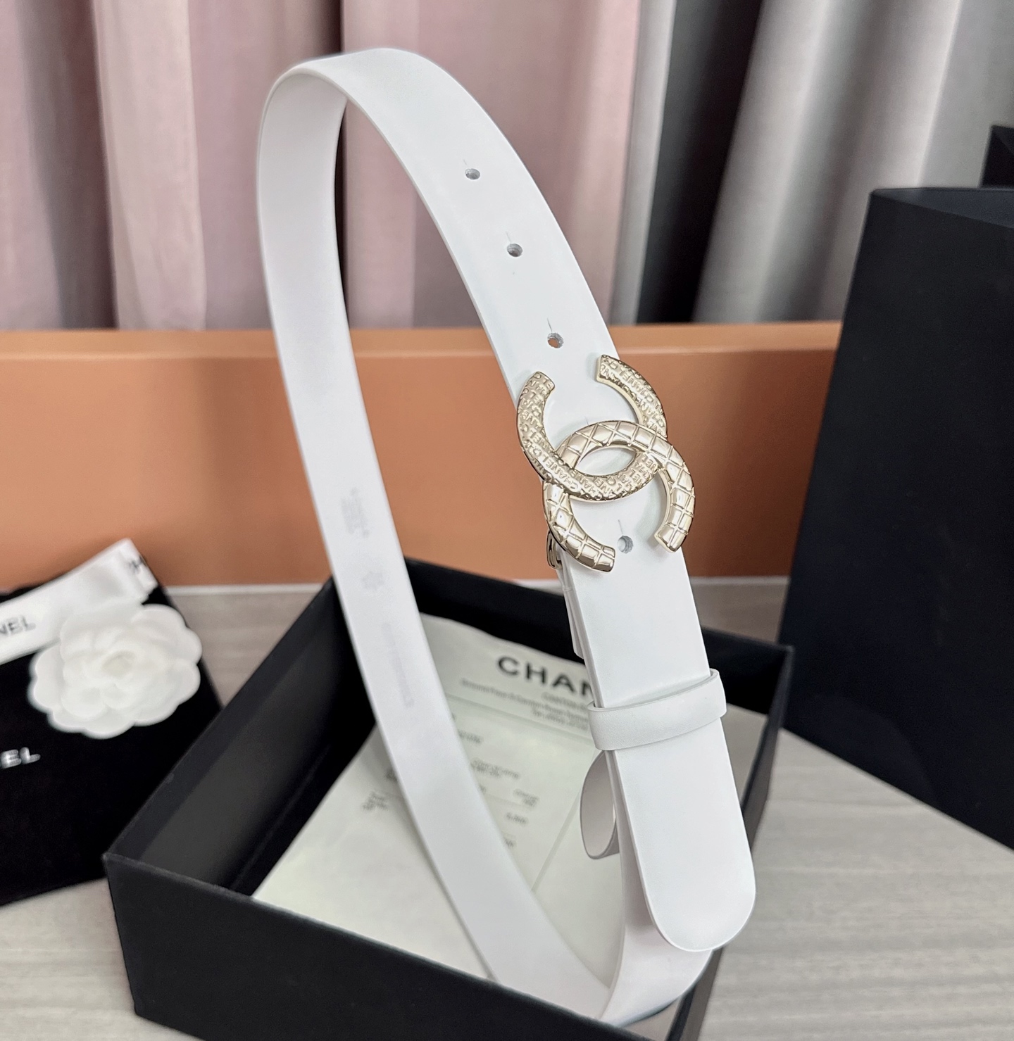 💥💥💥3.0cm香奈儿腰带，头层进口牛皮，长度：75.80.85.90.95.100.105欧，浅金铜五