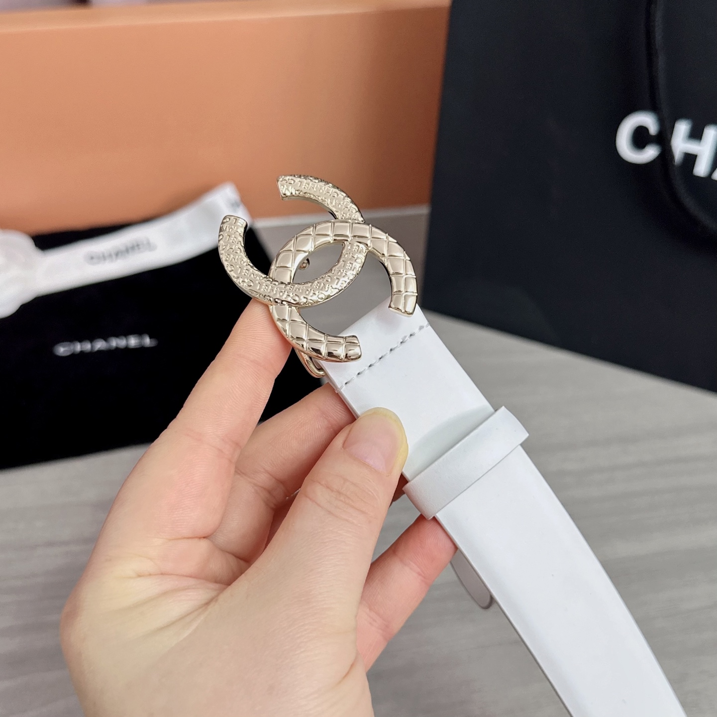 💥💥💥3.0cm香奈儿腰带，头层进口牛皮，长度：75.80.85.90.95.100.105欧，浅金铜五