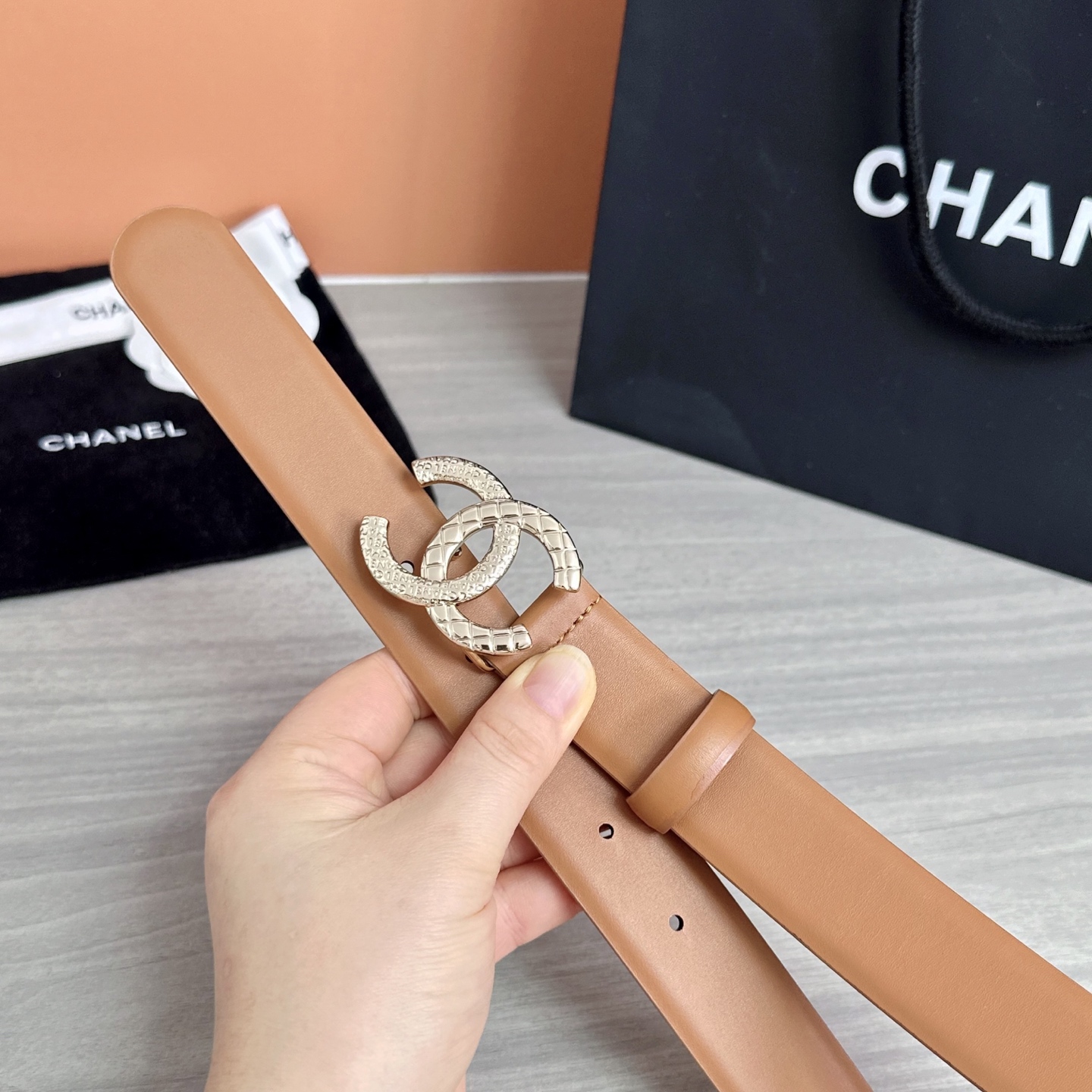 💥💥💥3.0cm香奈儿腰带，头层进口牛皮，长度：75.80.85.90.95.100.105欧，浅金铜五