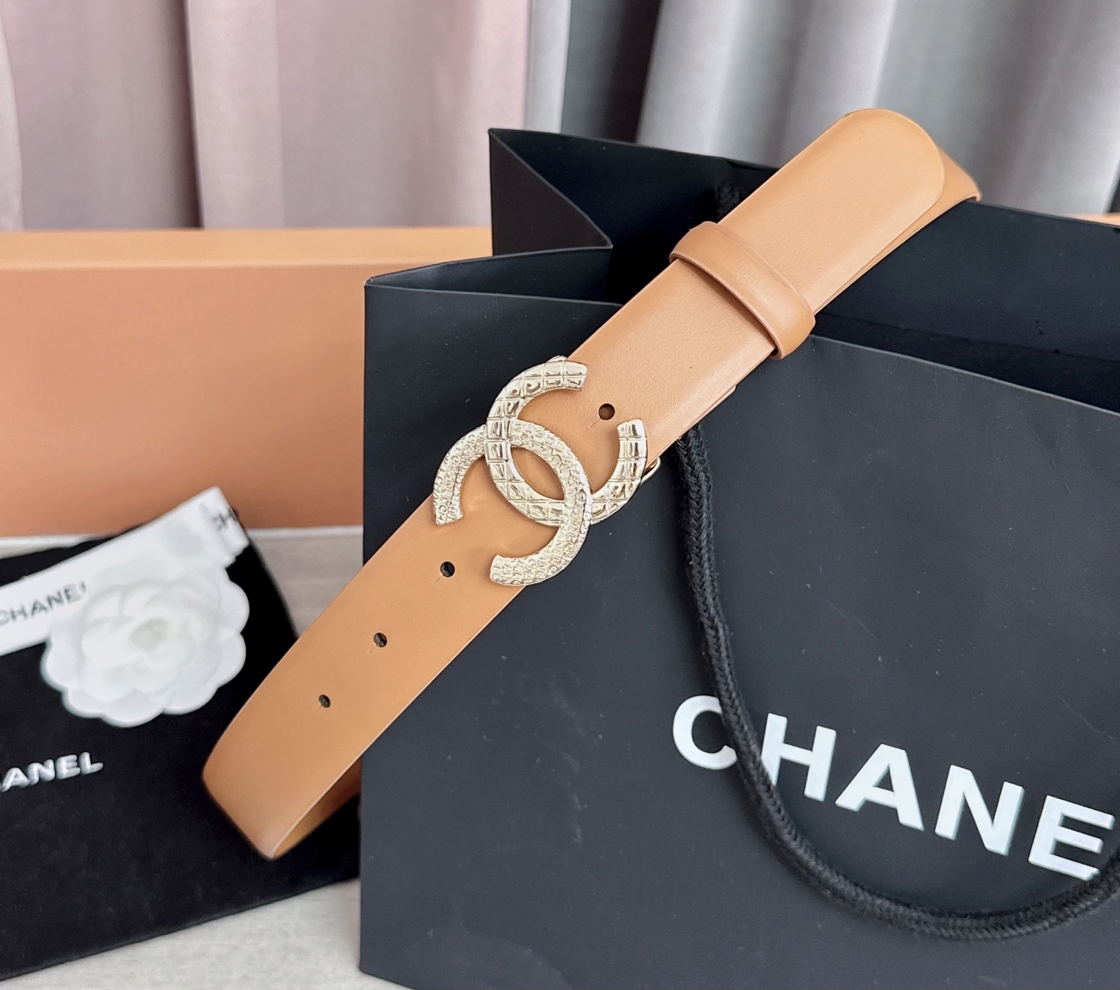 💥💥💥3.0cm香奈儿腰带，头层进口牛皮，长度：75.80.85.90.95.100.105欧，浅金铜五