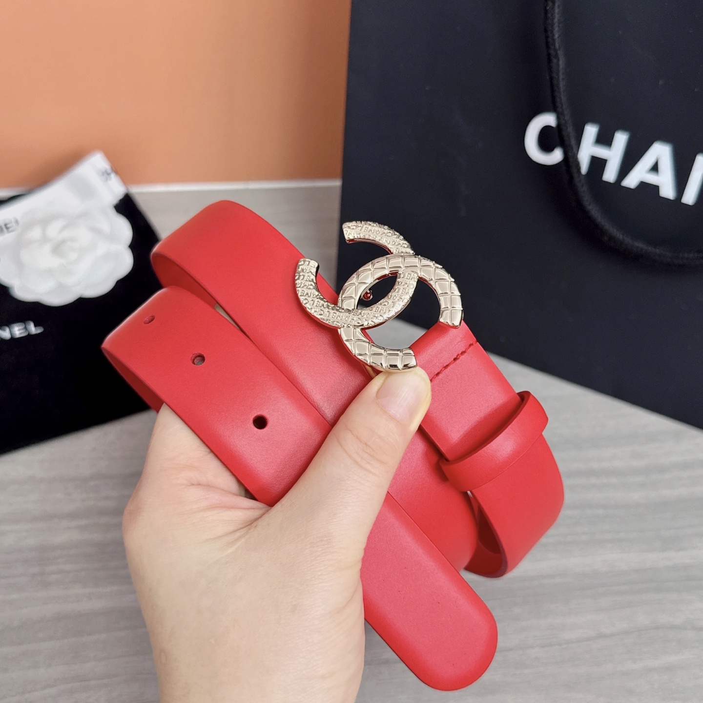 💥💥💥3.0cm香奈儿腰带，头层进口牛皮，长度：75.80.85.90.95.100.105欧，浅金铜五