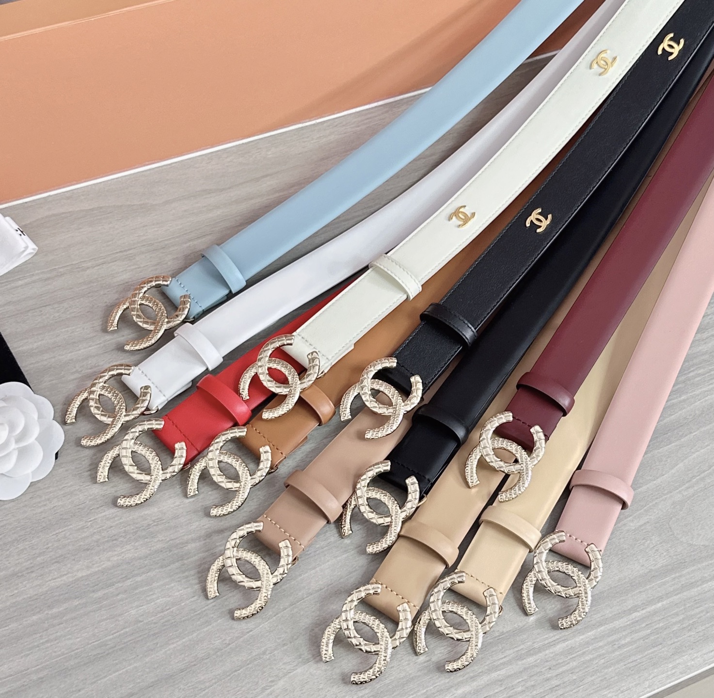 💥💥💥3.0cm香奈儿腰带，头层进口牛皮，长度：75.80.85.90.95.100.105欧，浅金铜五