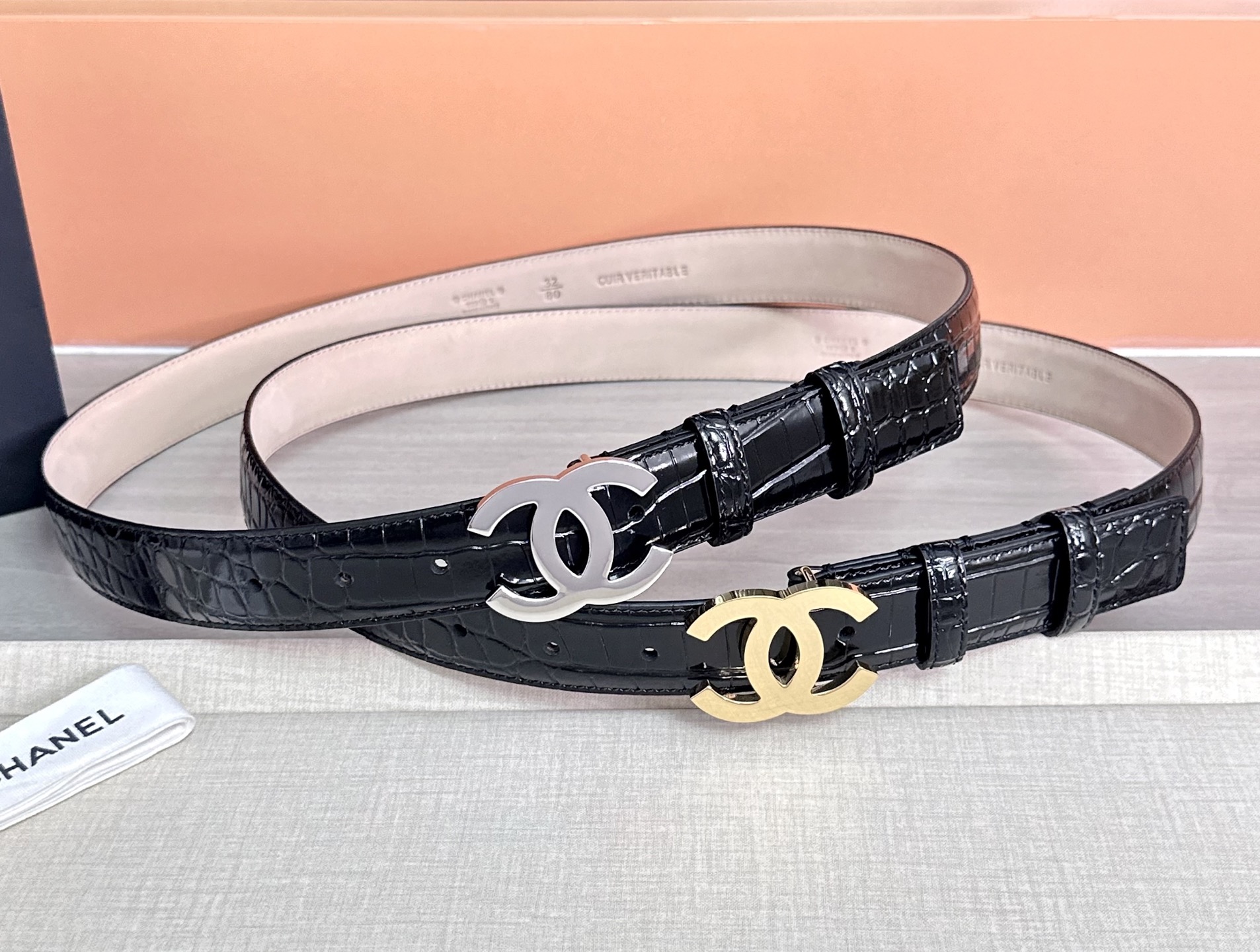 💥💥💥3.0cm香奈儿 CHANEL 最新款双面头层牛皮腰带、经典优雅、时尚百搭，长度：75.80.85