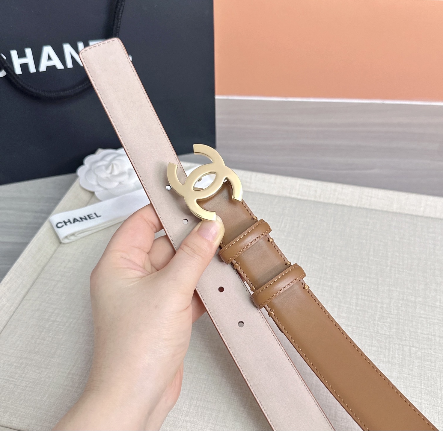 💥💥💥3.0cm香奈儿 CHANEL 最新款双面头层牛皮腰带、经典优雅、时尚百搭，长度：75.80.85