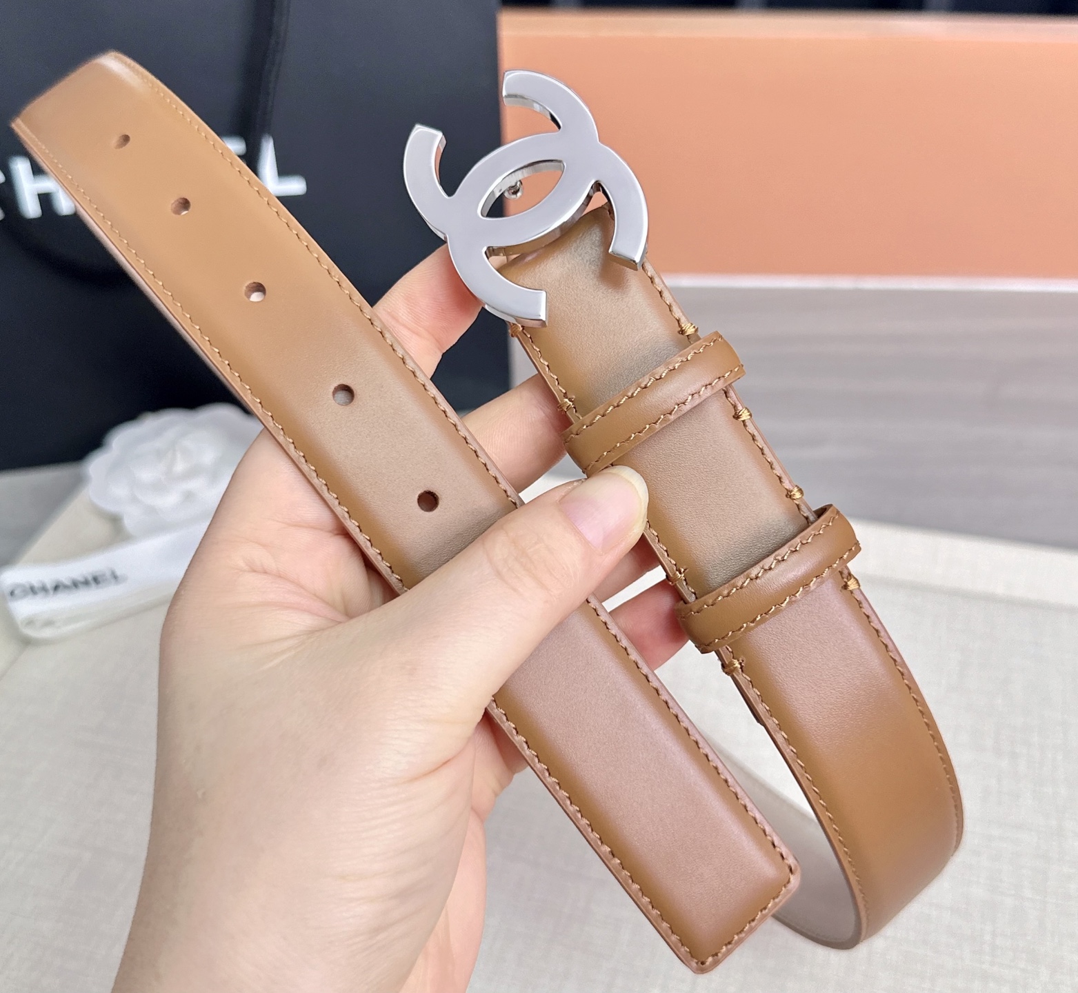 💥💥💥3.0cm香奈儿 CHANEL 最新款双面头层牛皮腰带、经典优雅、时尚百搭，长度：75.80.85