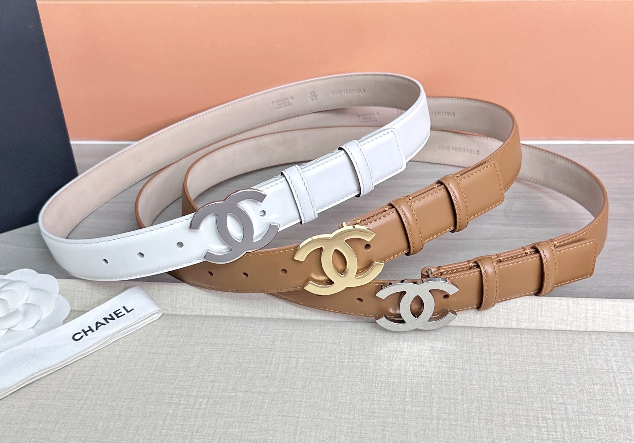 💥💥💥3.0cm香奈儿 CHANEL 最新款双面头层牛皮腰带、经典优雅、时尚百搭，长度：75.80.85