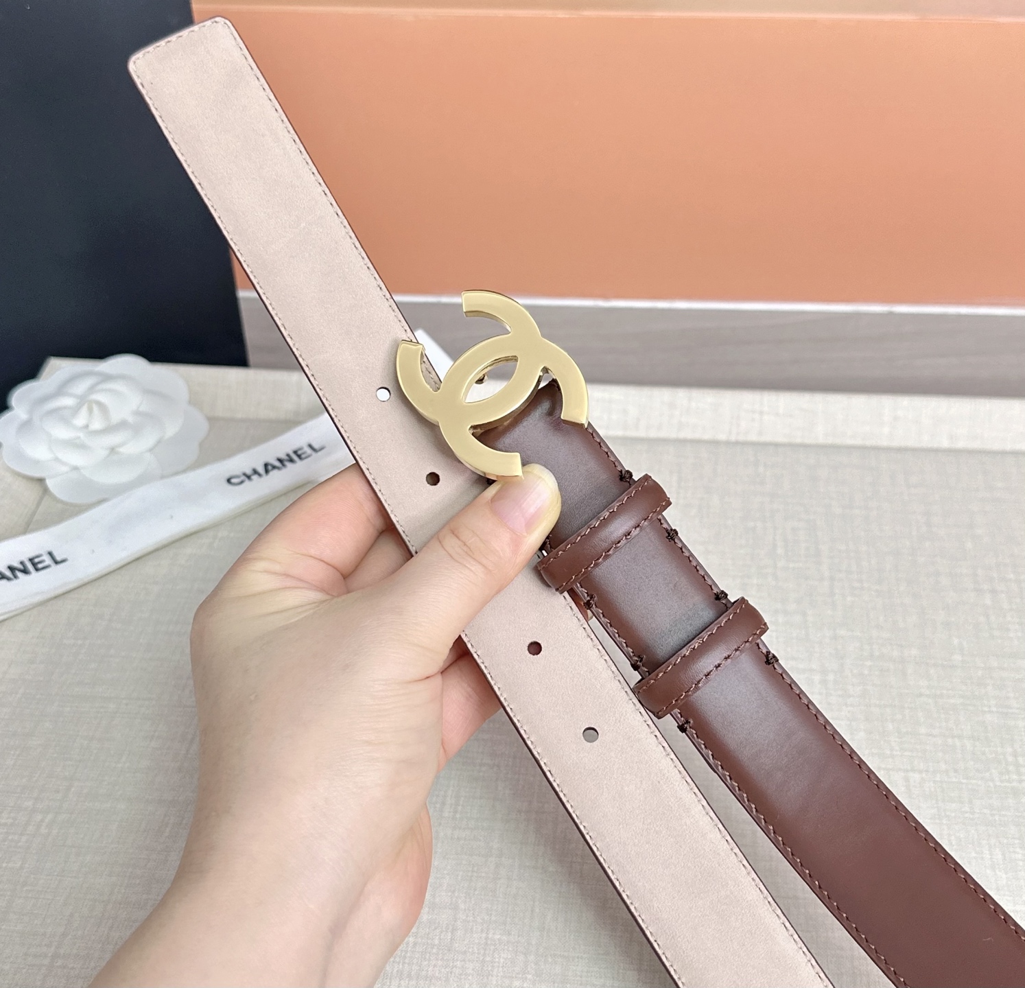 💥💥💥3.0cm香奈儿 CHANEL 最新款双面头层牛皮腰带、经典优雅、时尚百搭，长度：75.80.85