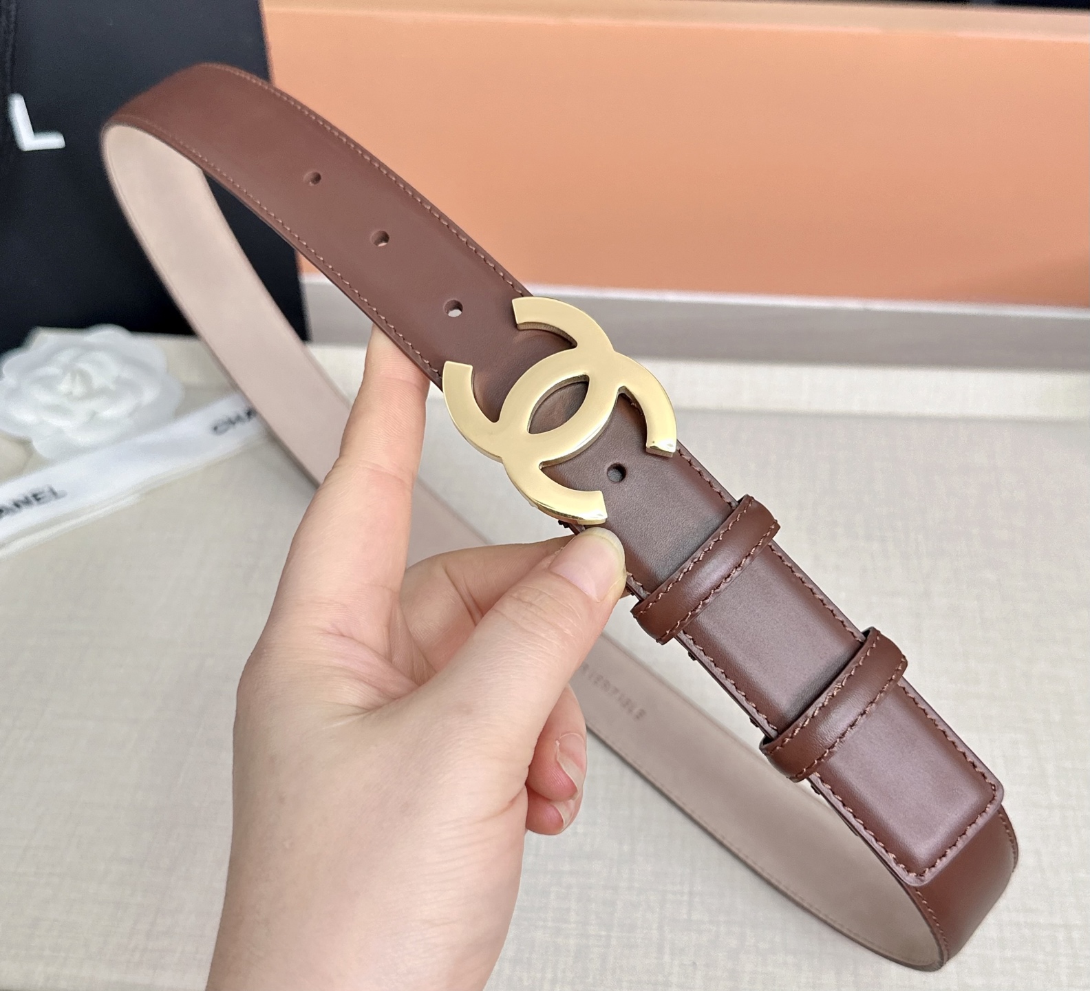 💥💥💥3.0cm香奈儿 CHANEL 最新款双面头层牛皮腰带、经典优雅、时尚百搭，长度：75.80.85