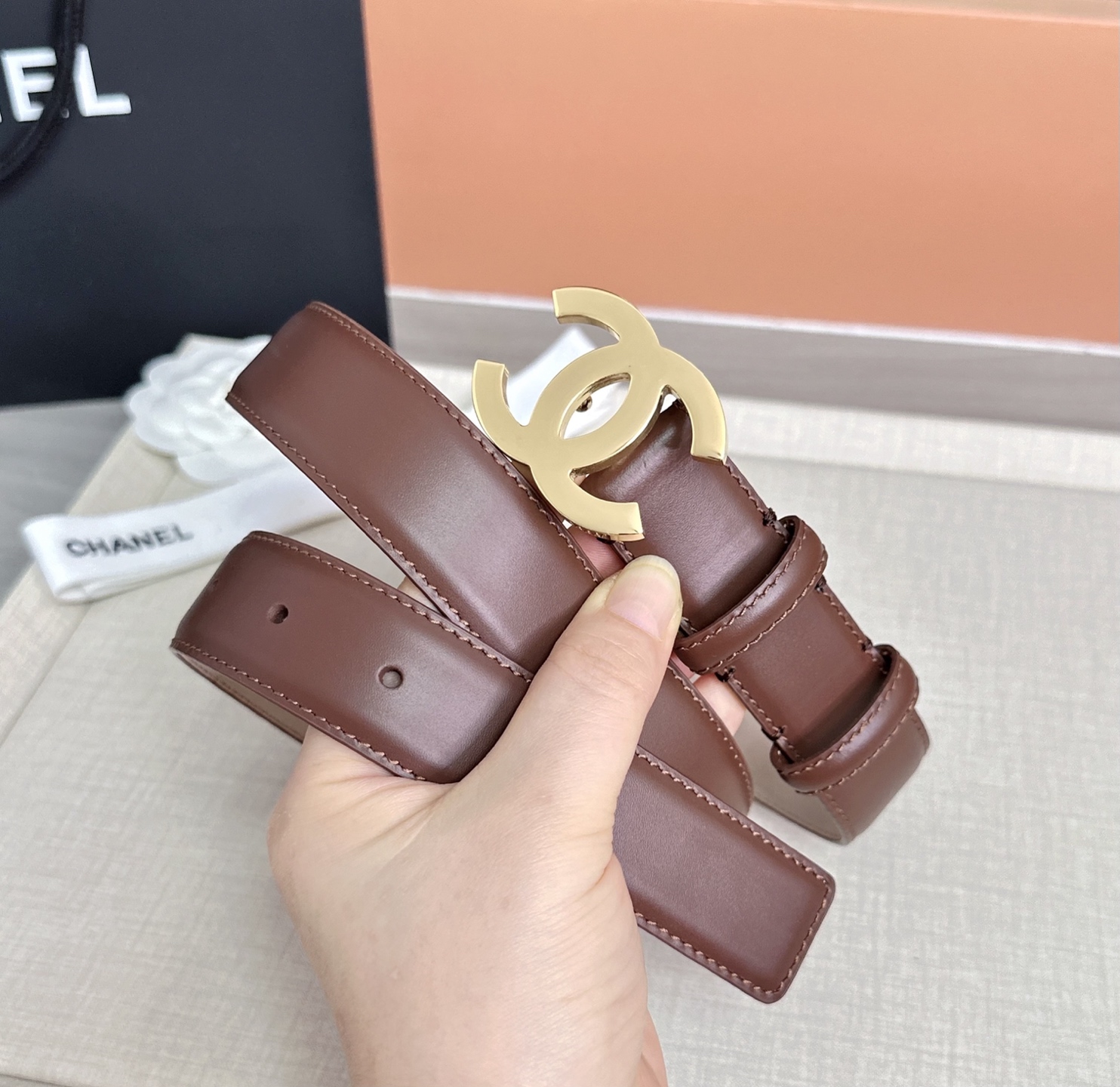 💥💥💥3.0cm香奈儿 CHANEL 最新款双面头层牛皮腰带、经典优雅、时尚百搭，长度：75.80.85