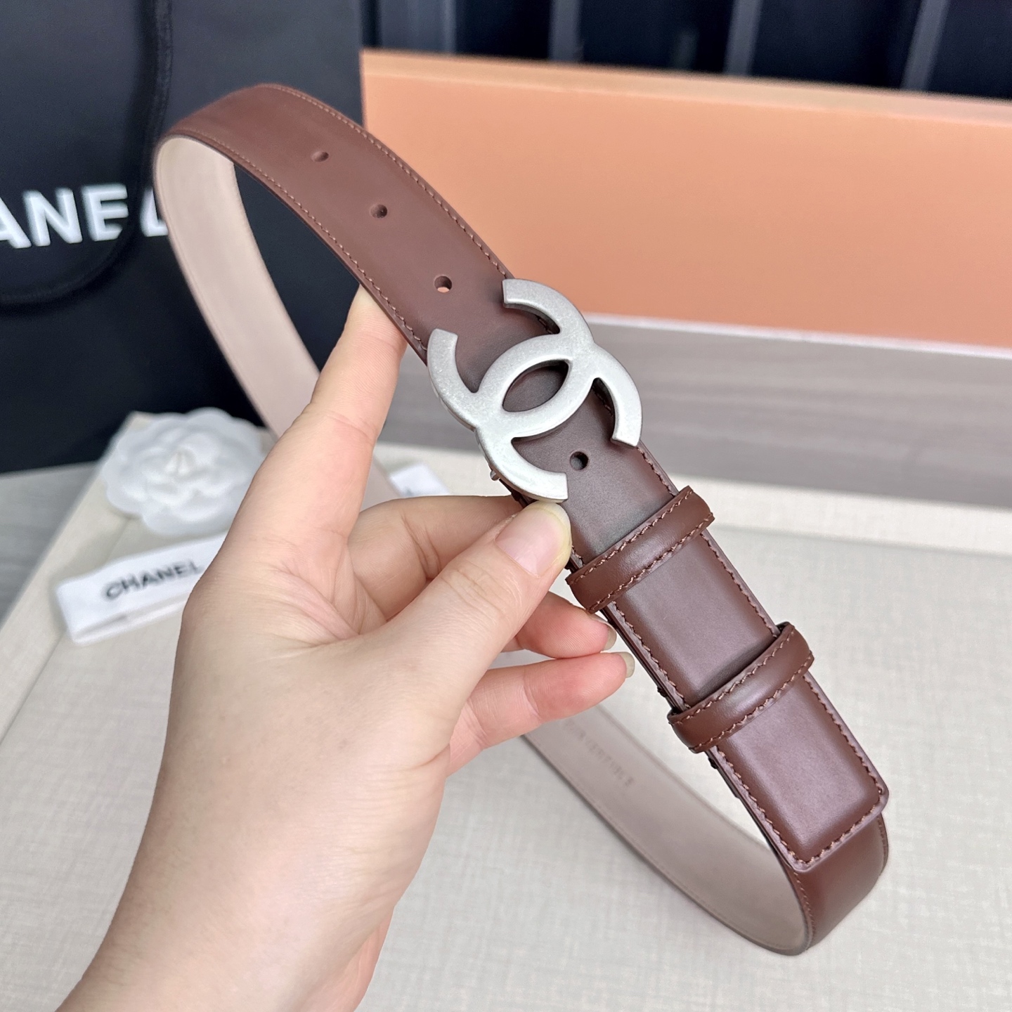 💥💥💥3.0cm香奈儿 CHANEL 最新款双面头层牛皮腰带、经典优雅、时尚百搭，长度：75.80.85