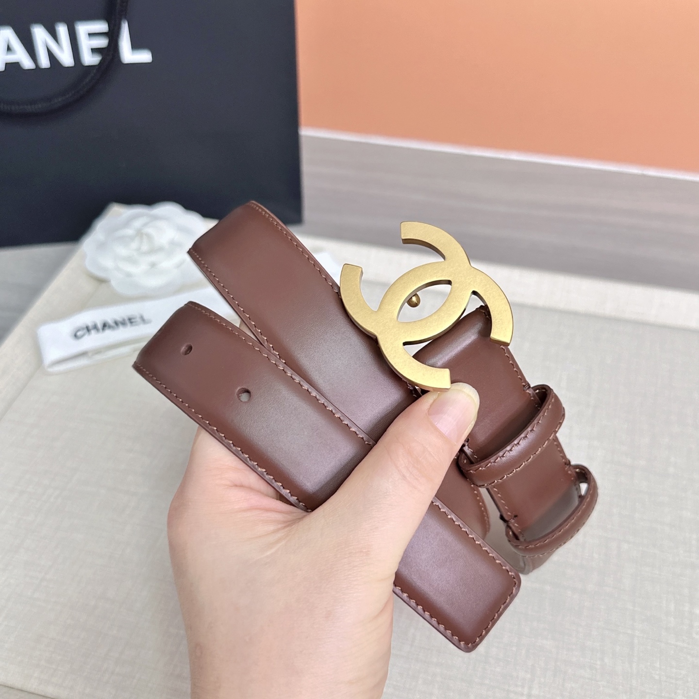 💥💥💥3.0cm香奈儿 CHANEL 最新款双面头层牛皮腰带、经典优雅、时尚百搭，长度：75.80.85