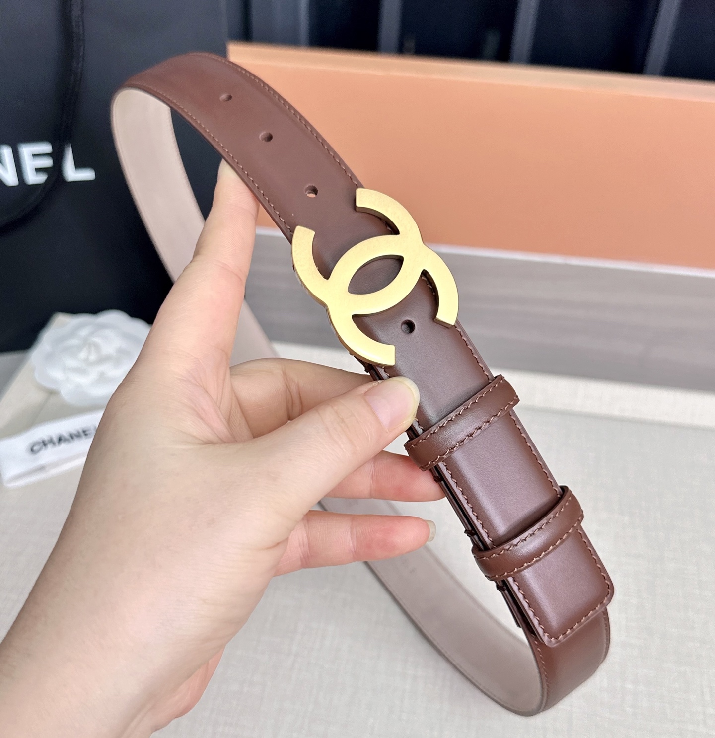 💥💥💥3.0cm香奈儿 CHANEL 最新款双面头层牛皮腰带、经典优雅、时尚百搭，长度：75.80.85