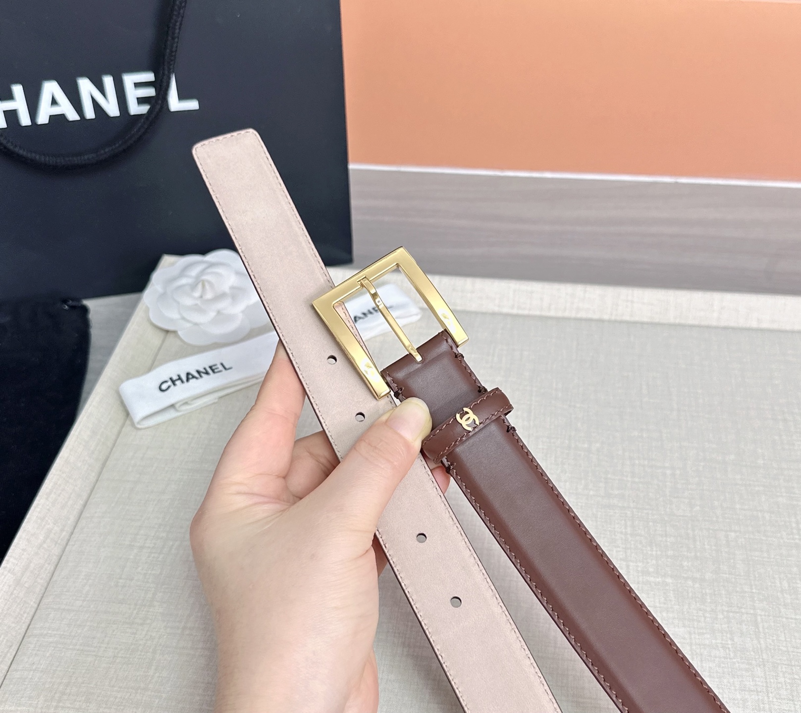 💥💥💥3.0cm香奈儿 CHANEL 最新款双面头层牛皮腰带、经典优雅、时尚百搭，长度：75.80.85