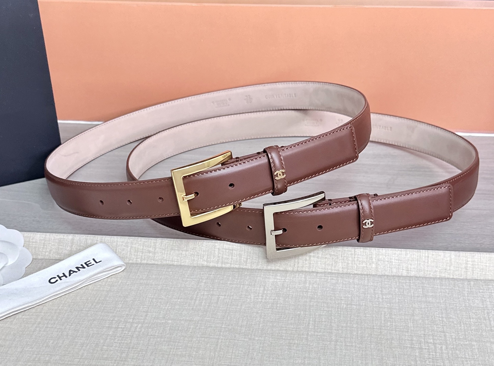 💥💥💥3.0cm香奈儿 CHANEL 最新款双面头层牛皮腰带、经典优雅、时尚百搭，长度：75.80.85