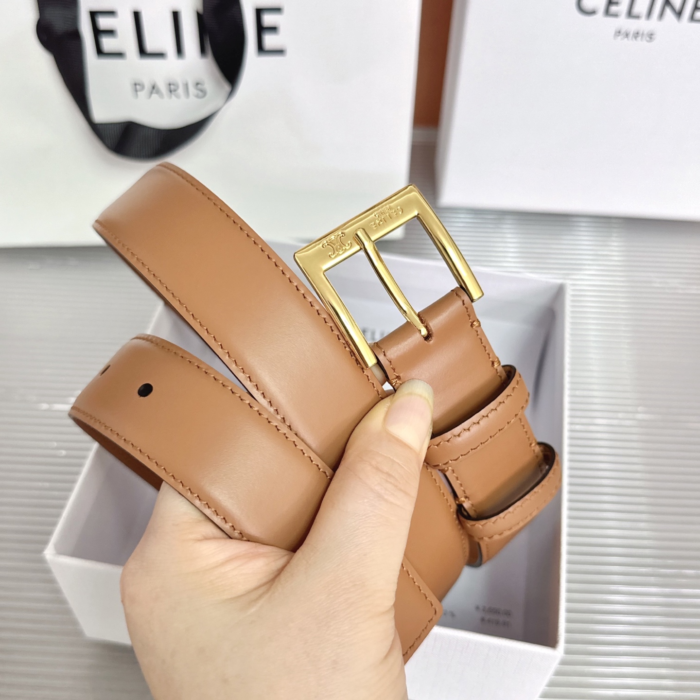 💥💥💥3.0cm赛琳CELINE腰带，双面头层牛皮，长度：75.80.85.90.95.100.105欧