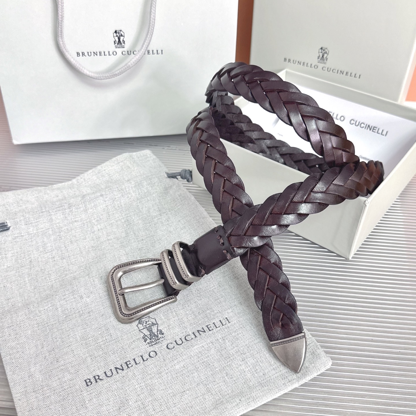 Brunello Cucinelli   BC腰带，长度；110厘米，均码，五金扣原版开模定制 .