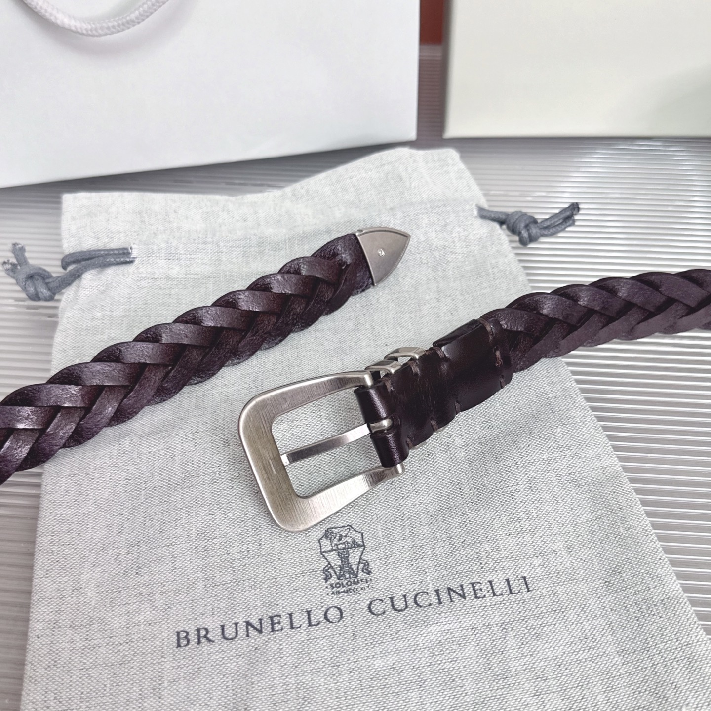 Brunello Cucinelli   BC腰带，长度；110厘米，均码，五金扣原版开模定制 .