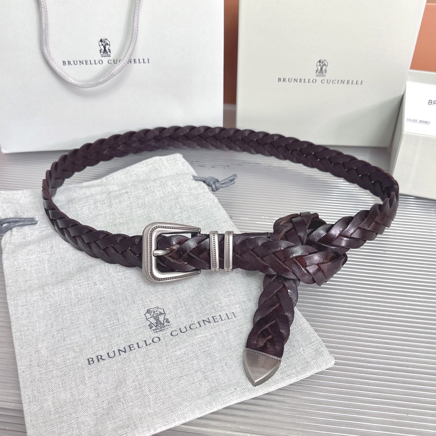 Brunello Cucinelli   BC腰带，长度；110厘米，均码，五金扣原版开模定制 .