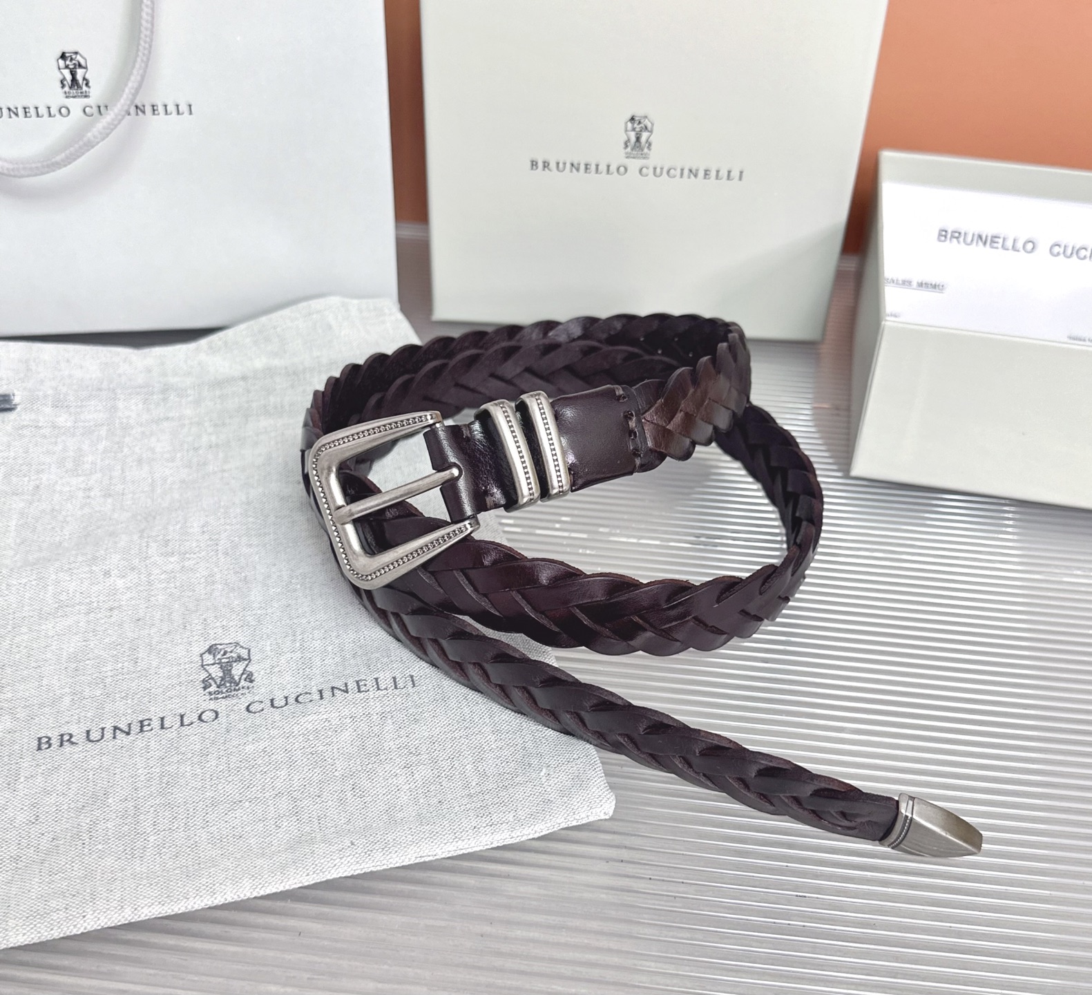 Brunello Cucinelli   BC腰带，长度；110厘米，均码，五金扣原版开模定制 .