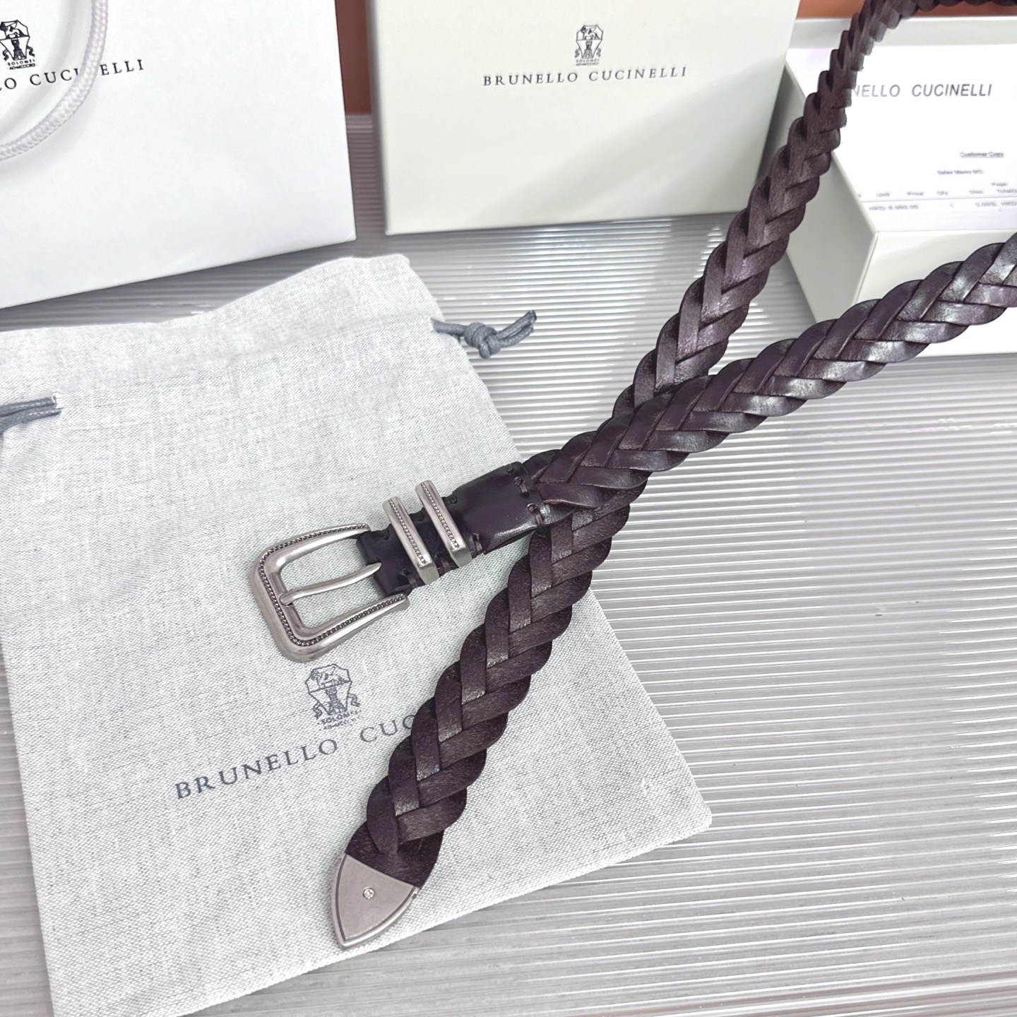 Brunello Cucinelli   BC腰带，长度；110厘米，均码，五金扣原版开模定制 .