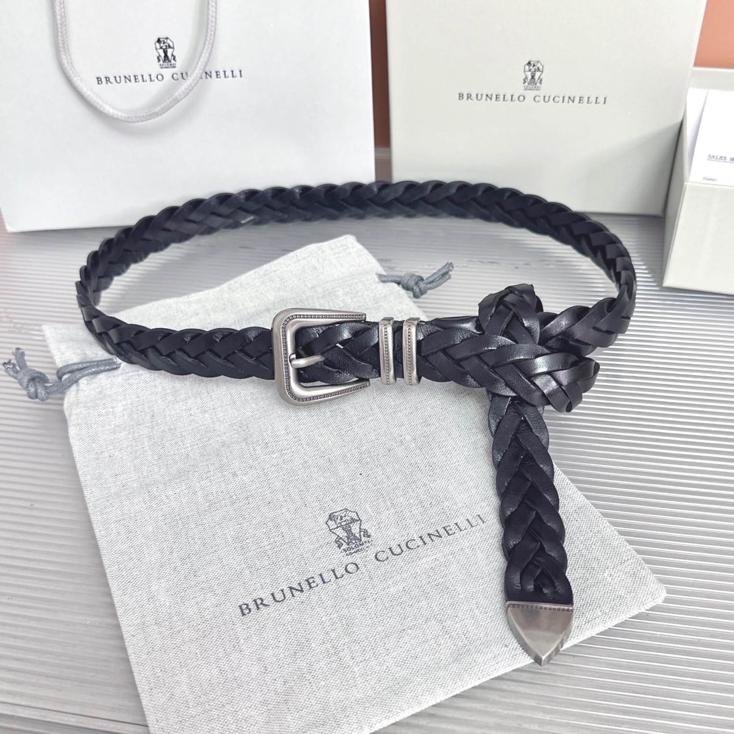 Brunello Cucinelli   BC腰带，长度；110厘米，均码，五金扣原版开模定制 .