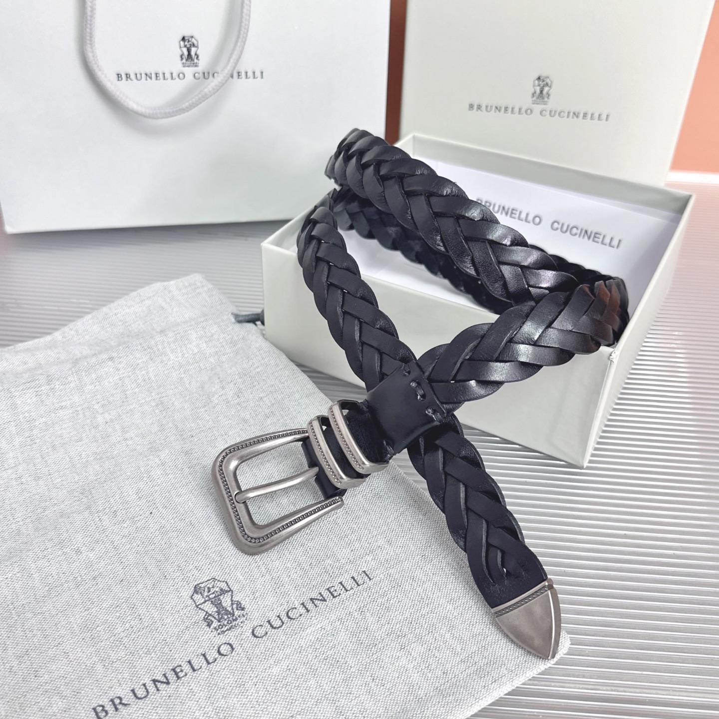 Brunello Cucinelli   BC腰带，长度；110厘米，均码，五金扣原版开模定制 .