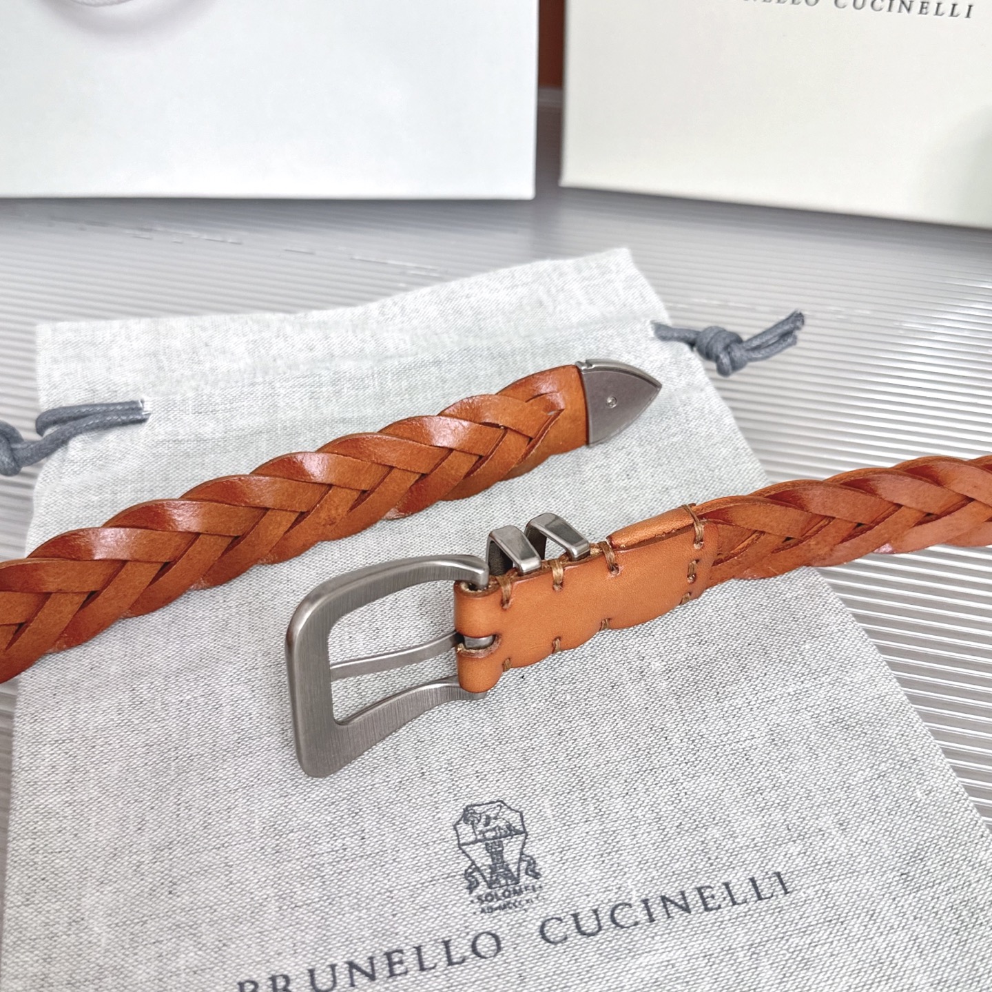 Brunello Cucinelli   BC腰带，长度；110厘米，均码，五金扣原版开模定制 .
