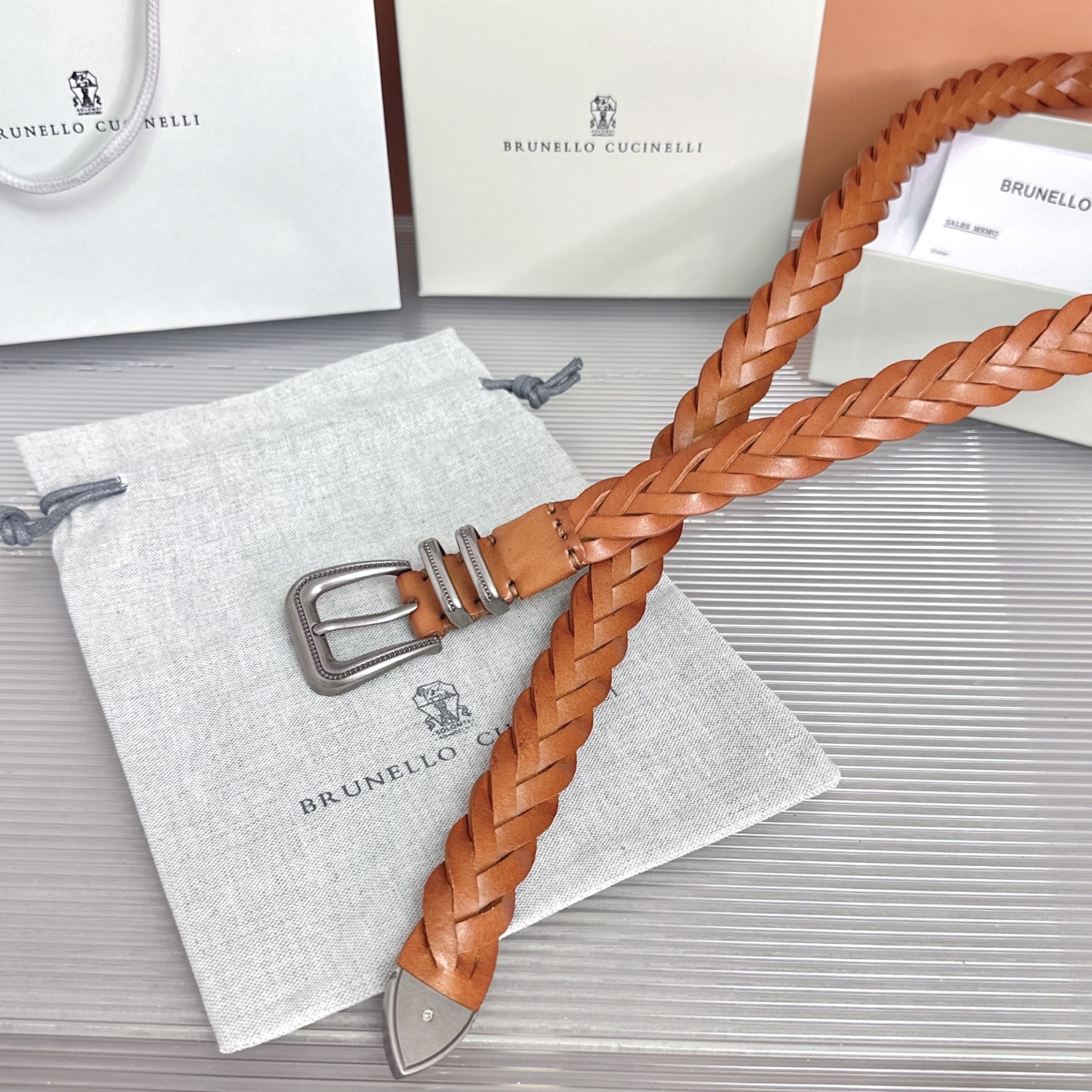 Brunello Cucinelli   BC腰带，长度；110厘米，均码，五金扣原版开模定制 .