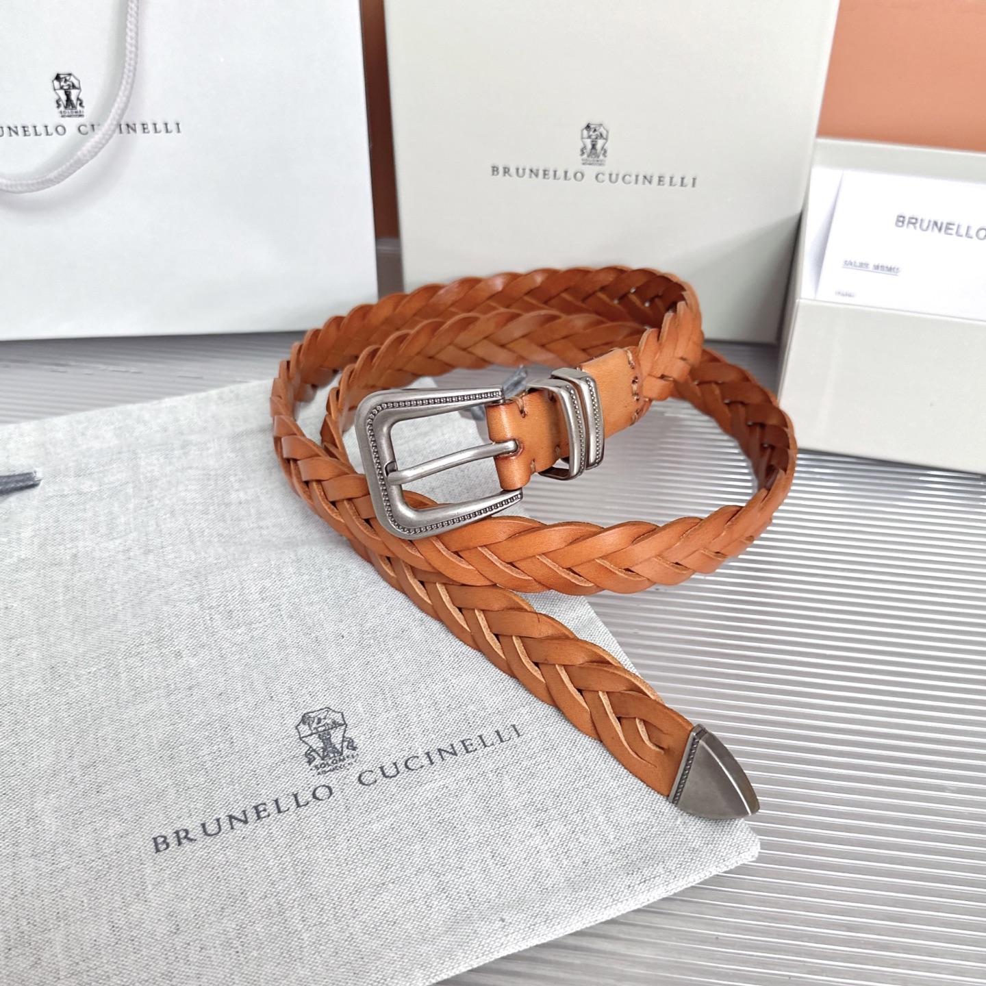 Brunello Cucinelli   BC腰带，长度；110厘米，均码，五金扣原版开模定制 .