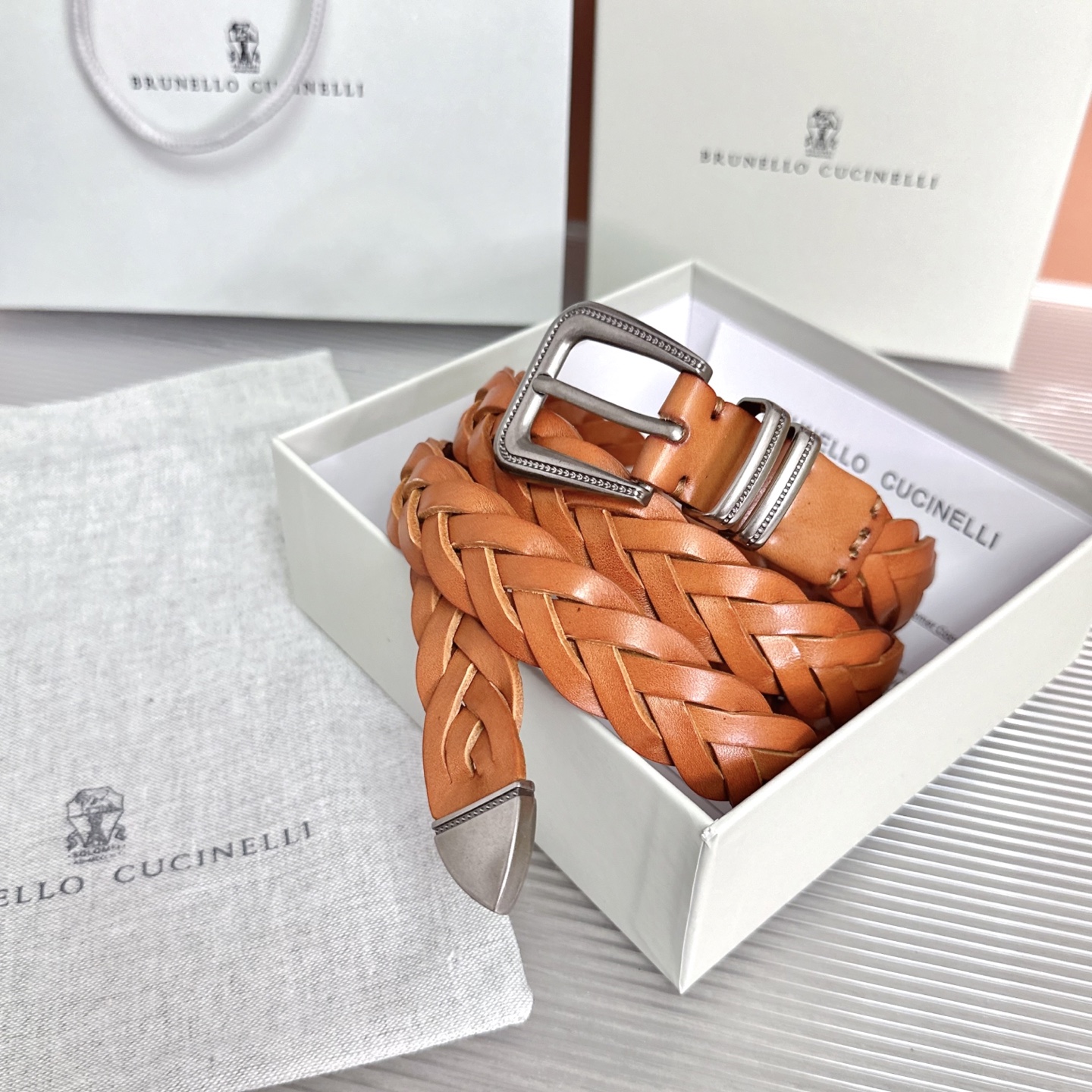 Brunello Cucinelli   BC腰带，长度；110厘米，均码，五金扣原版开模定制 .