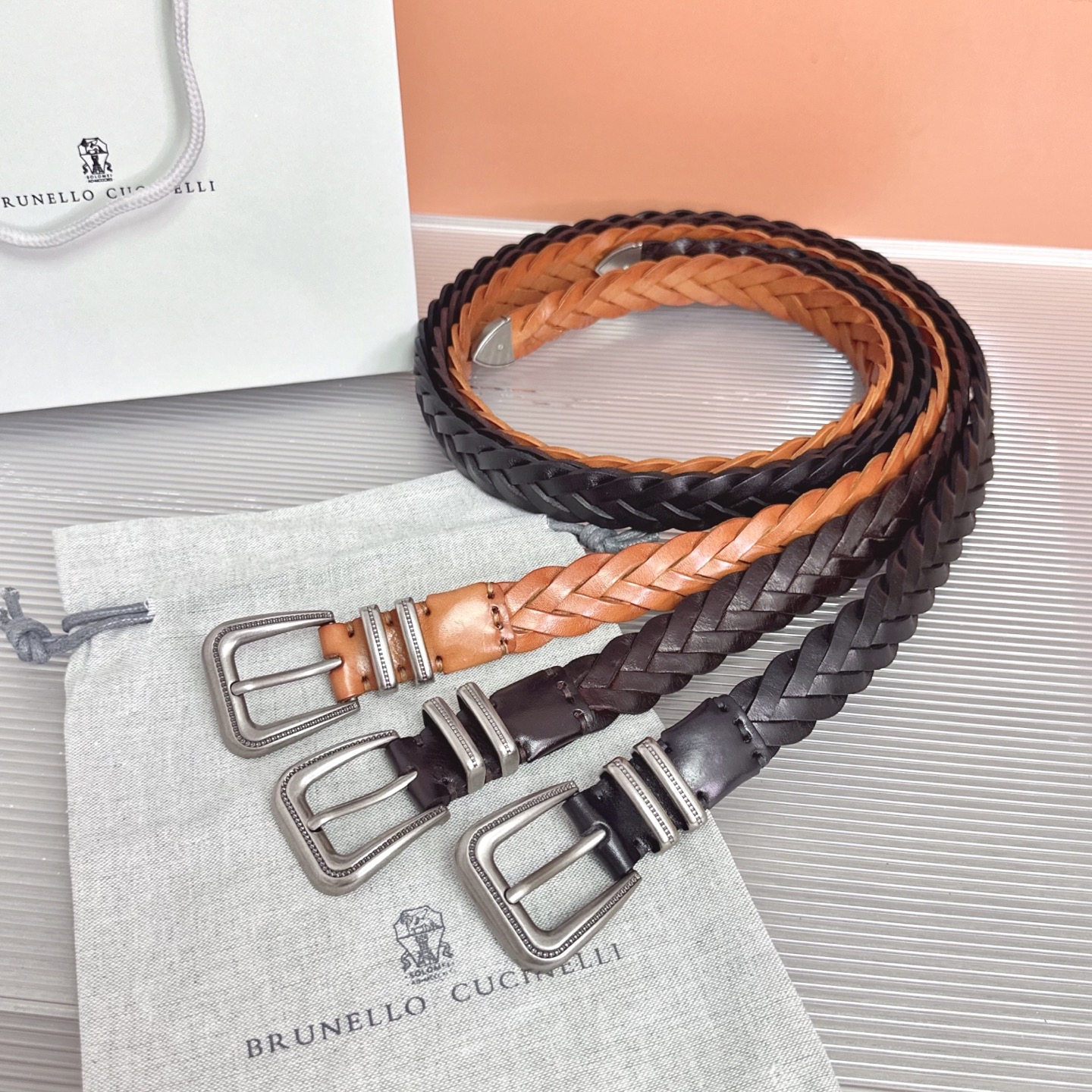 Brunello Cucinelli   BC腰带，长度；110厘米，均码，五金扣原版开模定制 .