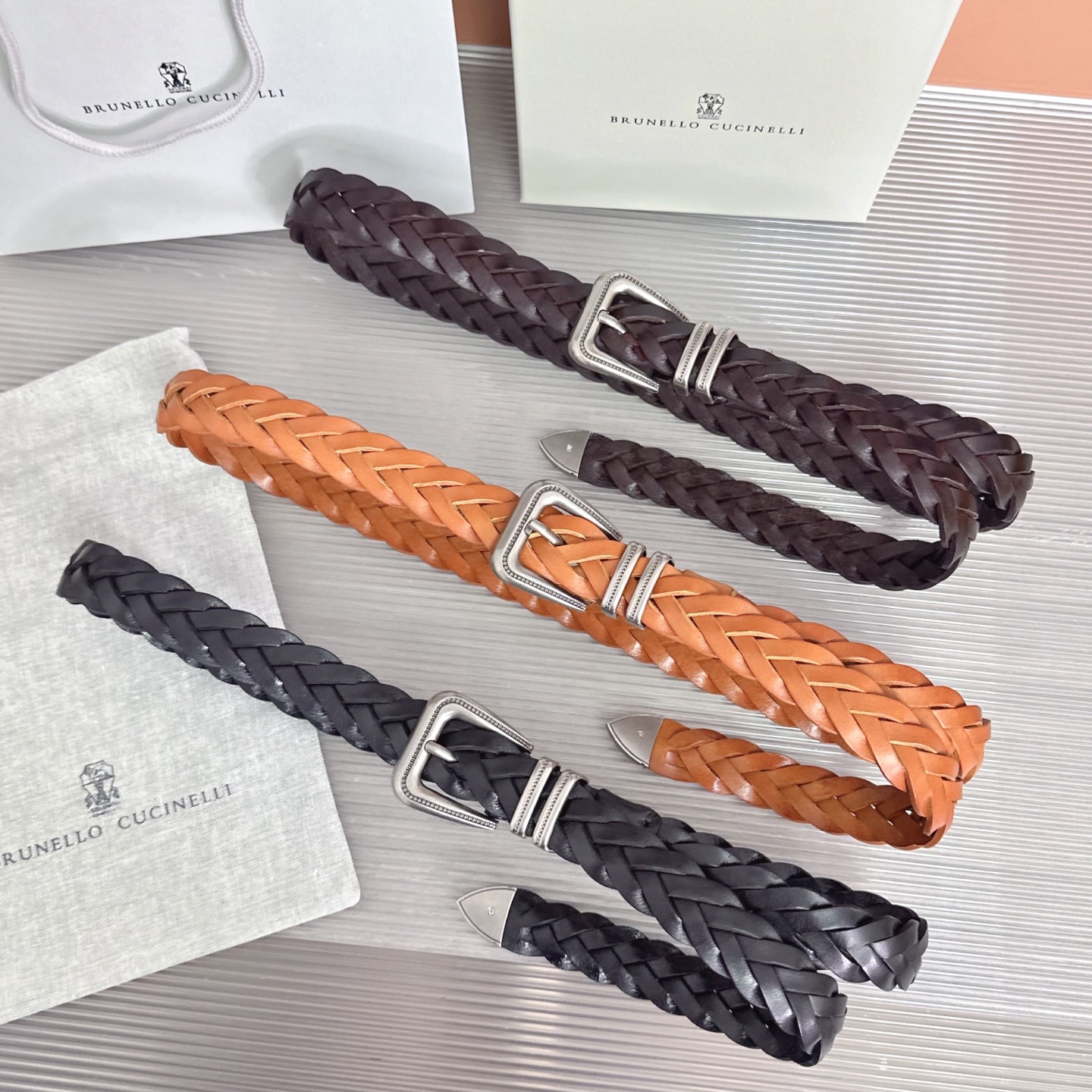 Brunello Cucinelli   BC腰带，长度；110厘米，均码，五金扣原版开模定制 .