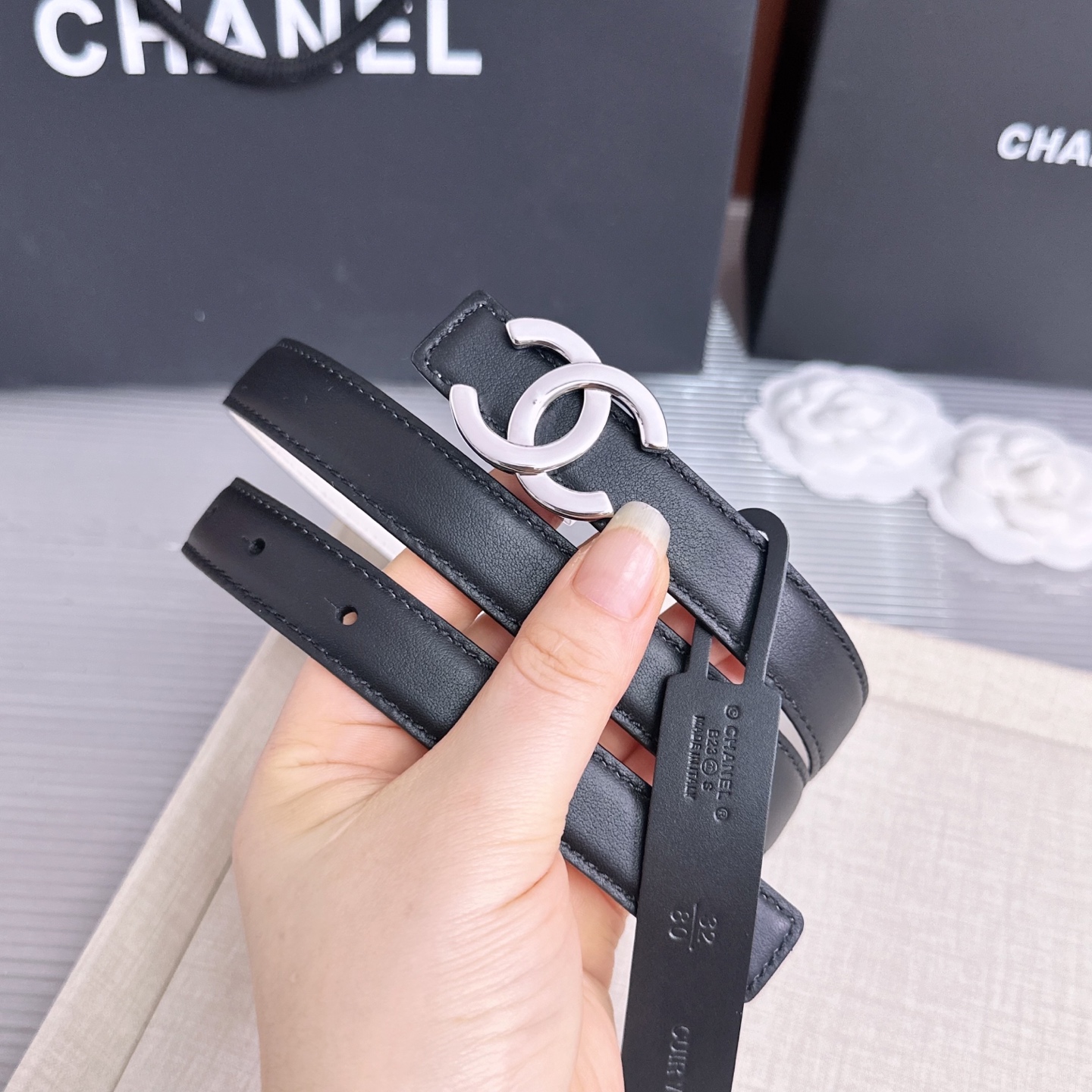 💥💥💥2.0cm香奈儿CHANEL腰带，双面头层牛皮，长度：75.80.85.90.95.100.欧，铜五金扣开模定制
