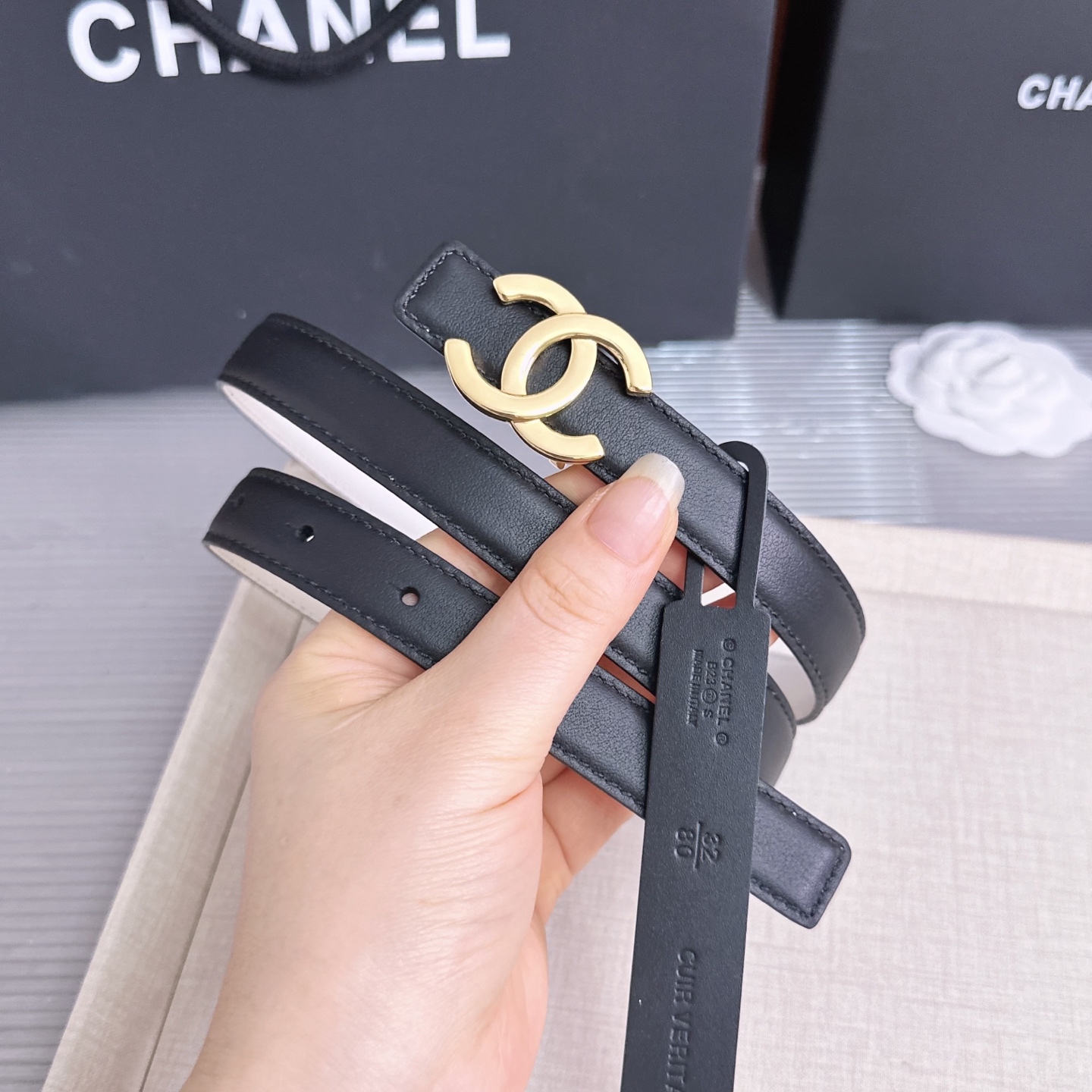 💥💥💥2.0cm香奈儿CHANEL腰带，双面头层牛皮，长度：75.80.85.90.95.100.欧，铜五金扣开模定制