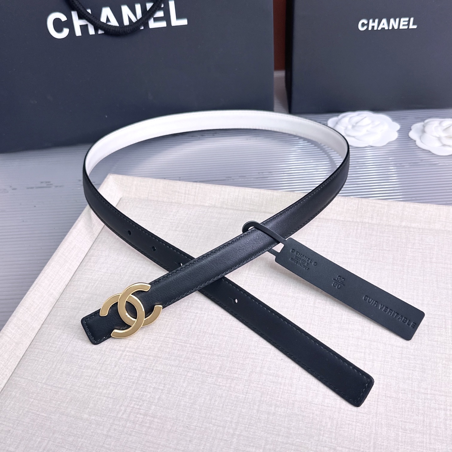 💥💥💥2.0cm香奈儿CHANEL腰带，双面头层牛皮，长度：75.80.85.90.95.100.欧，铜五金扣开模定制