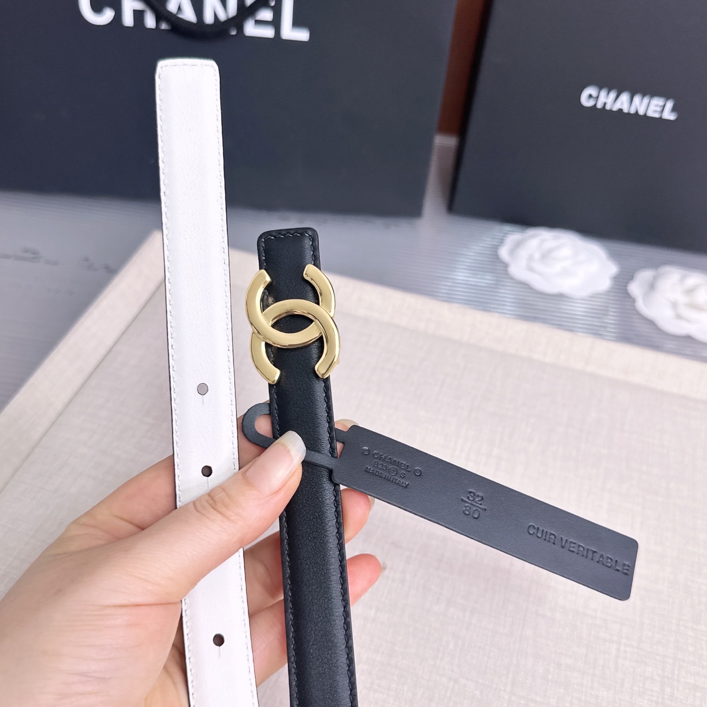 💥💥💥2.0cm香奈儿CHANEL腰带，双面头层牛皮，长度：75.80.85.90.95.100.欧，铜五金扣开模定制