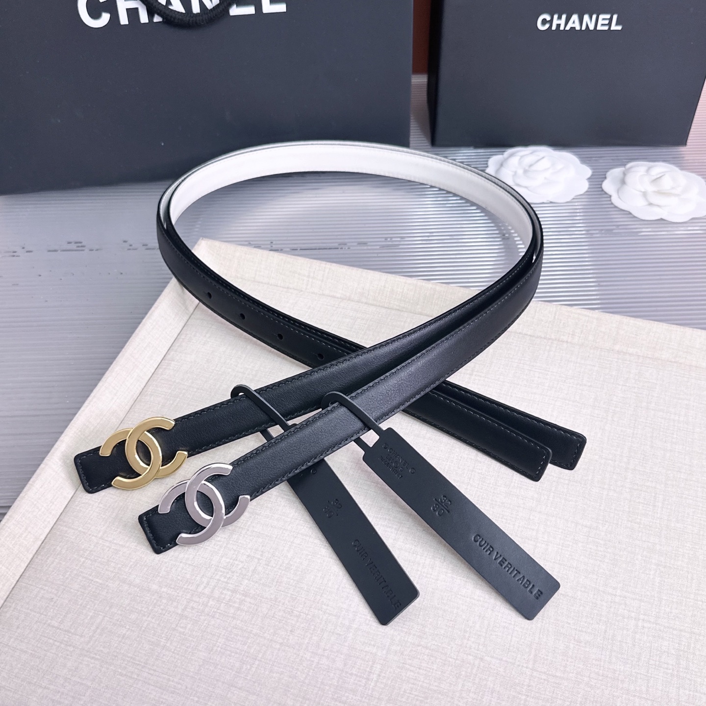 💥💥💥2.0cm香奈儿CHANEL腰带，双面头层牛皮，长度：75.80.85.90.95.100.欧，铜五金扣开模定制