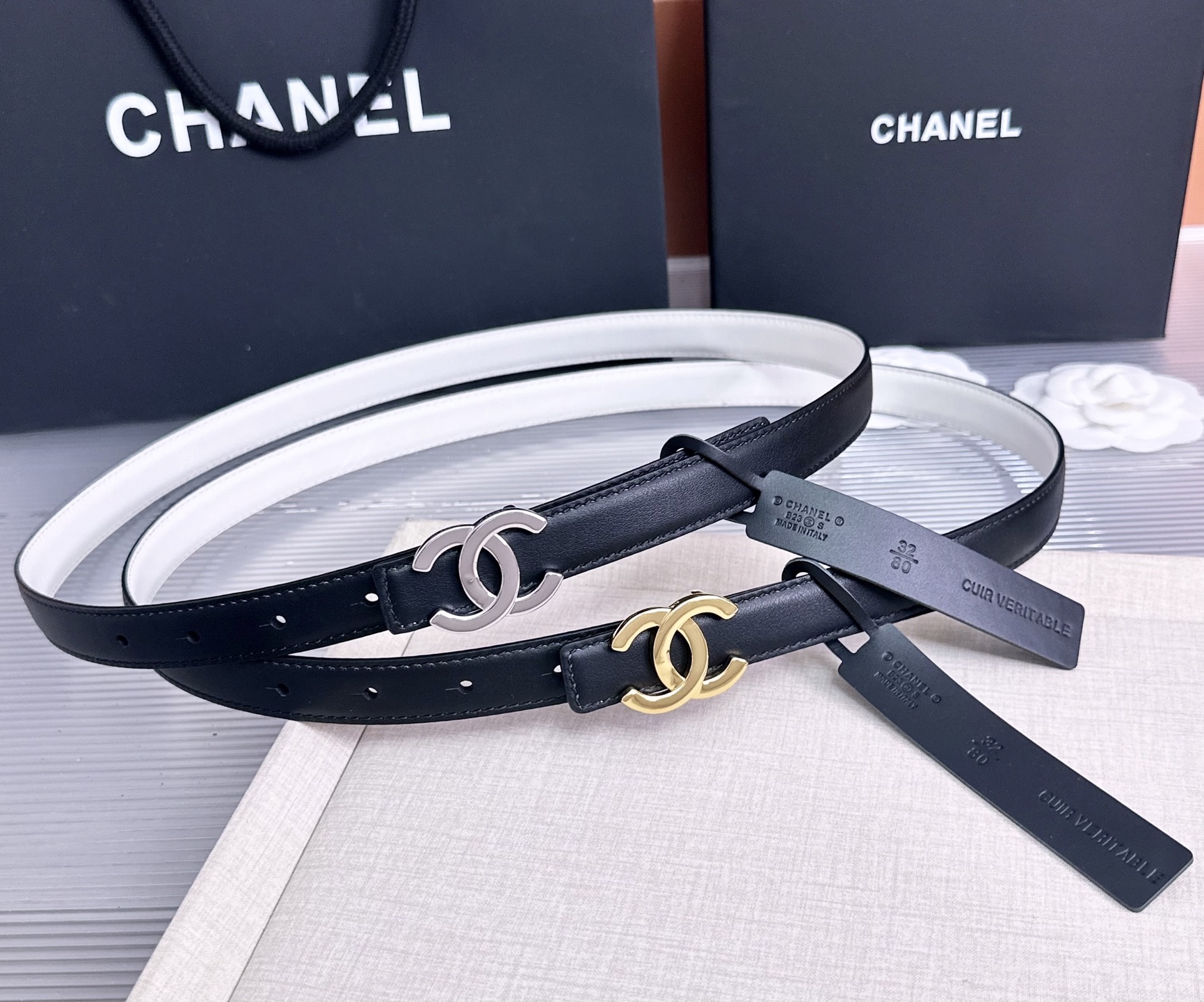 💥💥💥2.0cm香奈儿CHANEL腰带，双面头层牛皮，长度：75.80.85.90.95.100.欧，铜五金扣开模定制