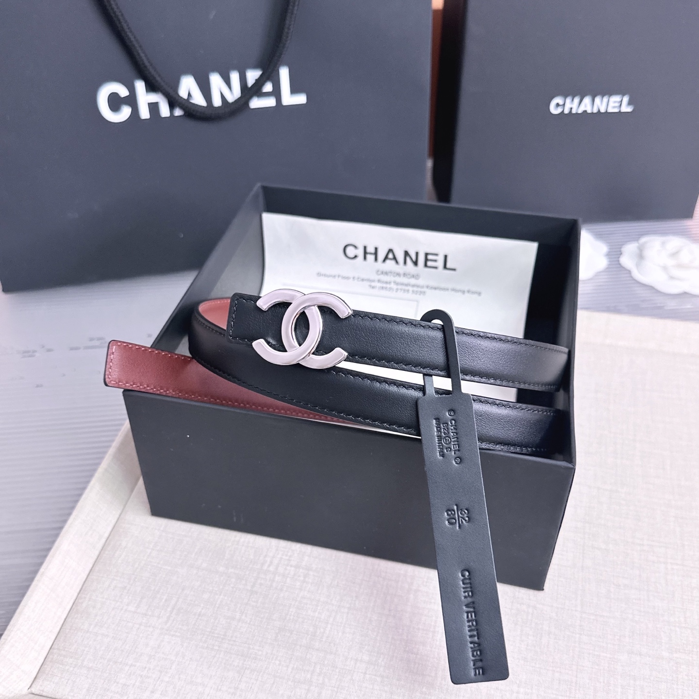 💥💥💥2.0cm香奈儿CHANEL腰带，双面头层牛皮，长度：75.80.85.90.95.100.欧，铜五金扣开模定制