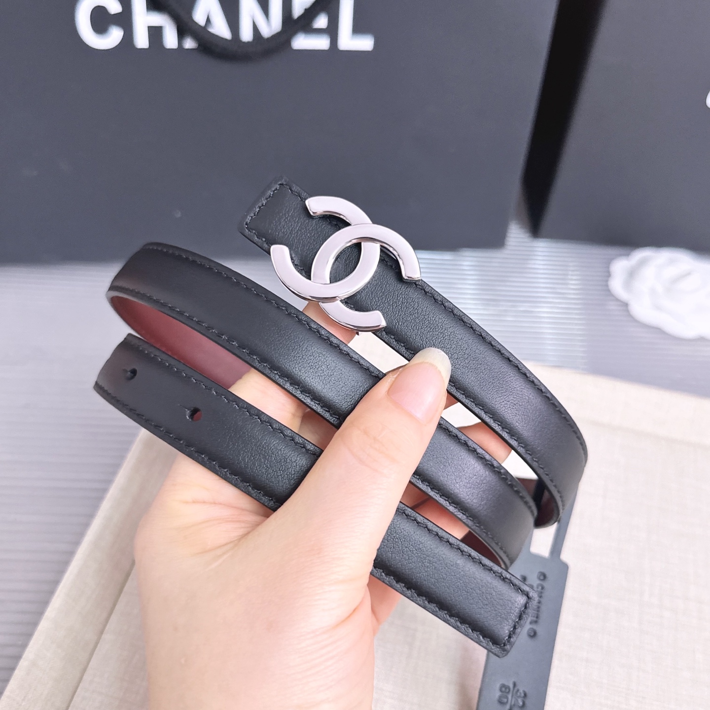💥💥💥2.0cm香奈儿CHANEL腰带，双面头层牛皮，长度：75.80.85.90.95.100.欧，铜五金扣开模定制